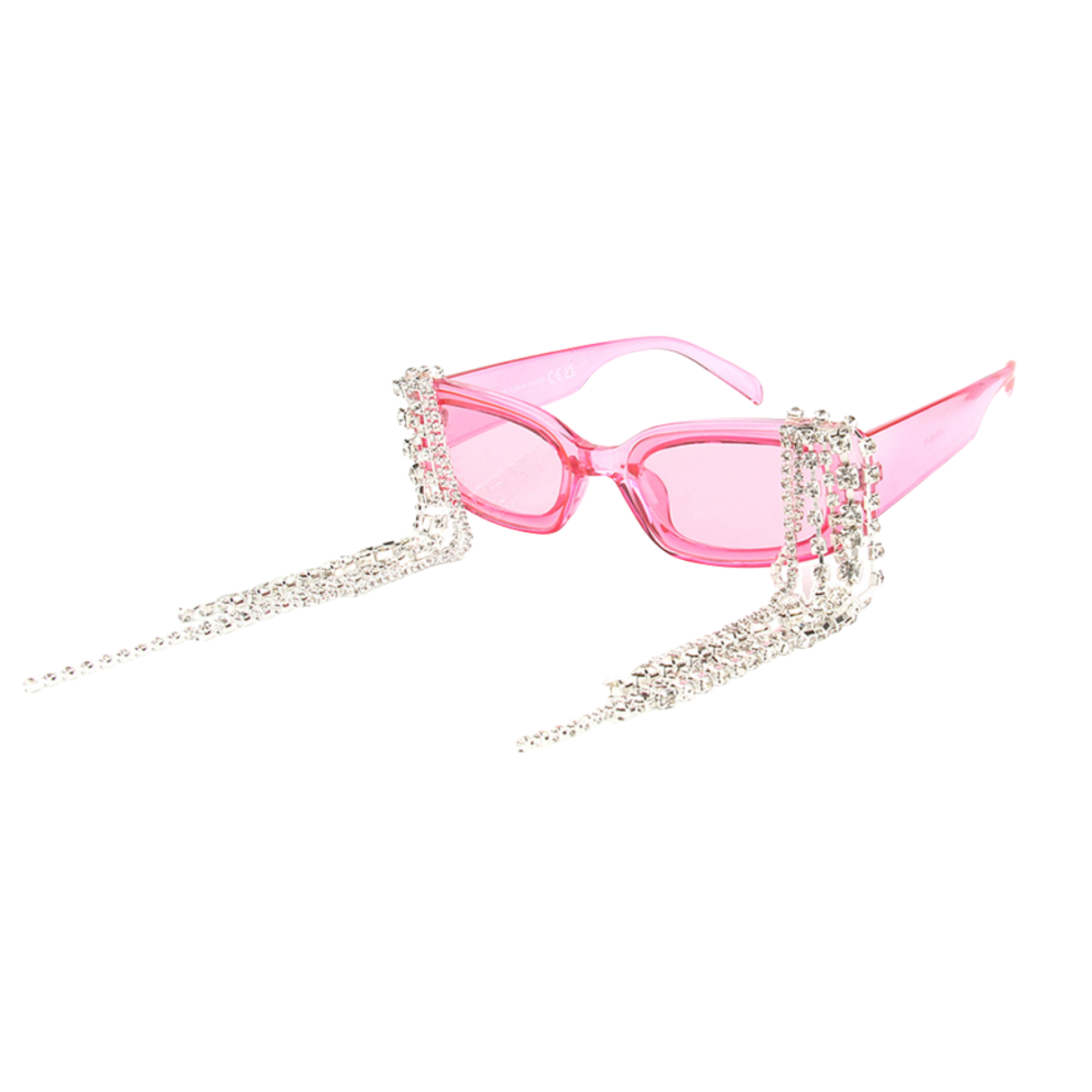 Crystal Fringe Sunglasses | Rhinestone Fringe Square Frames | Clear or Pink-V by Vye Eyewear-The Bullish Store