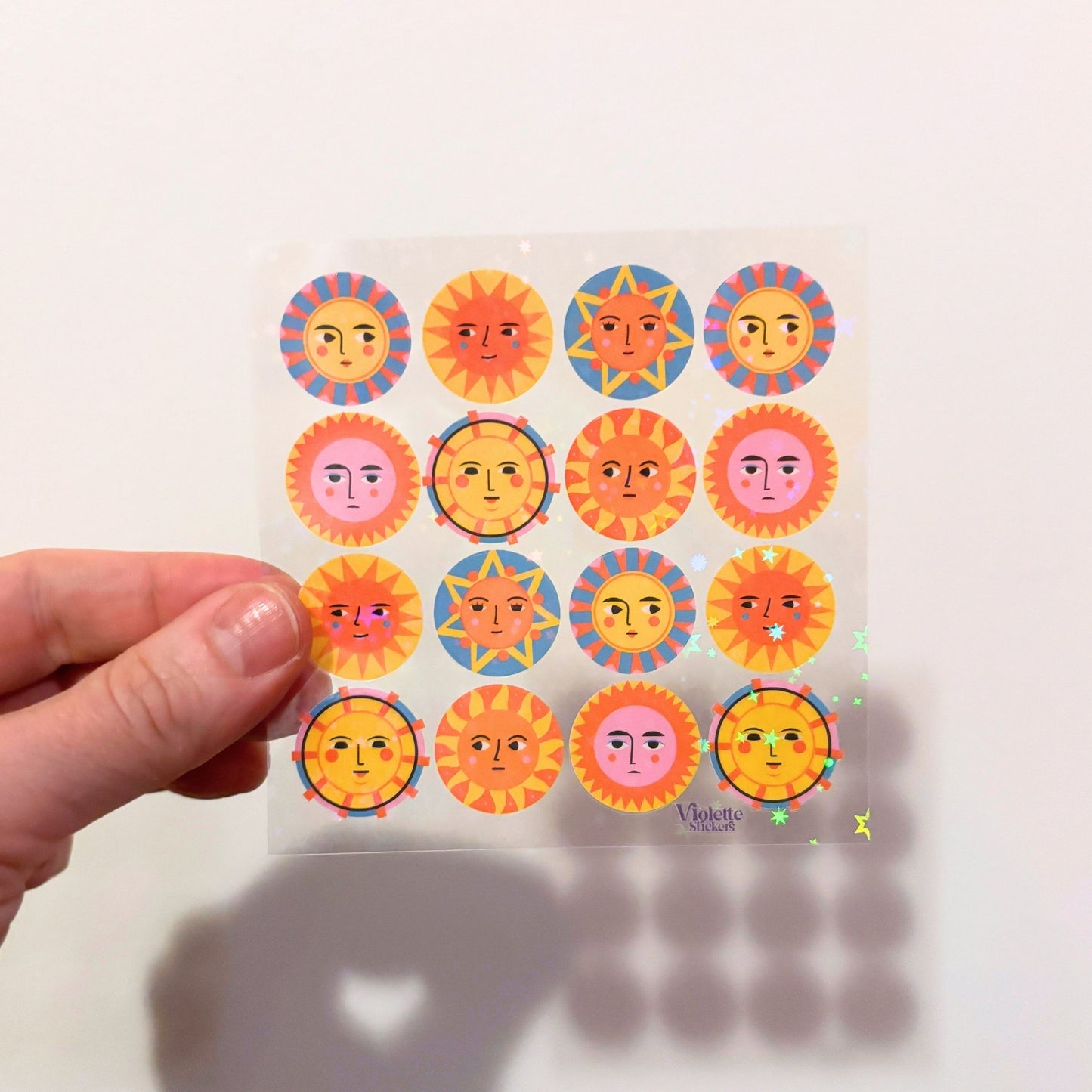 Crystal Sunny Faces Clear Stickers | 4" x 8" | 2 Sheets-Violette Stickers-The Bullish Store