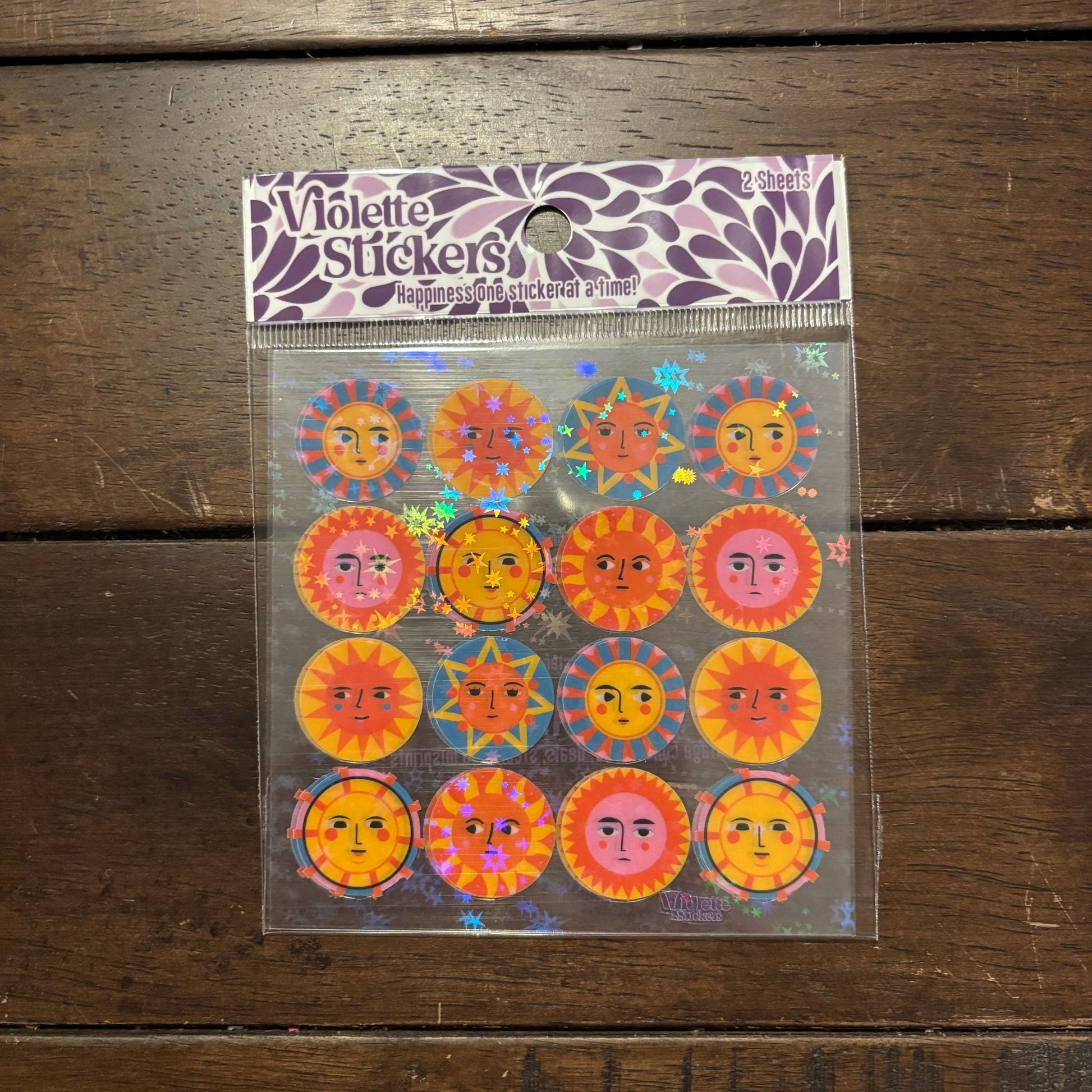 Crystal Sunny Faces Clear Stickers | 4" x 8" | 2 Sheets-Violette Stickers-The Bullish Store