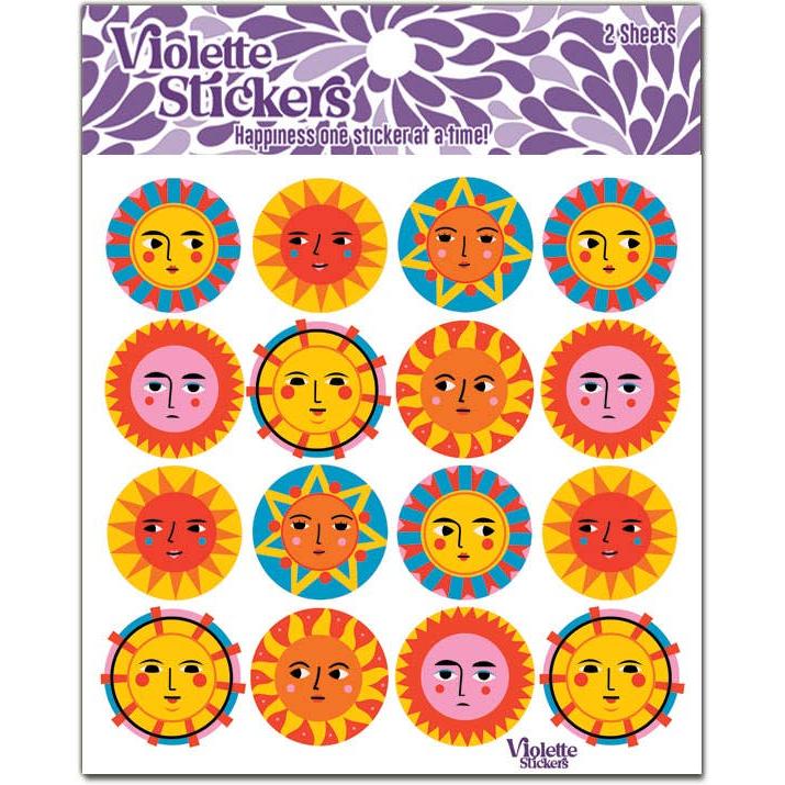 Crystal Sunny Faces Clear Stickers | 4" x 8" | 2 Sheets-Violette Stickers-The Bullish Store