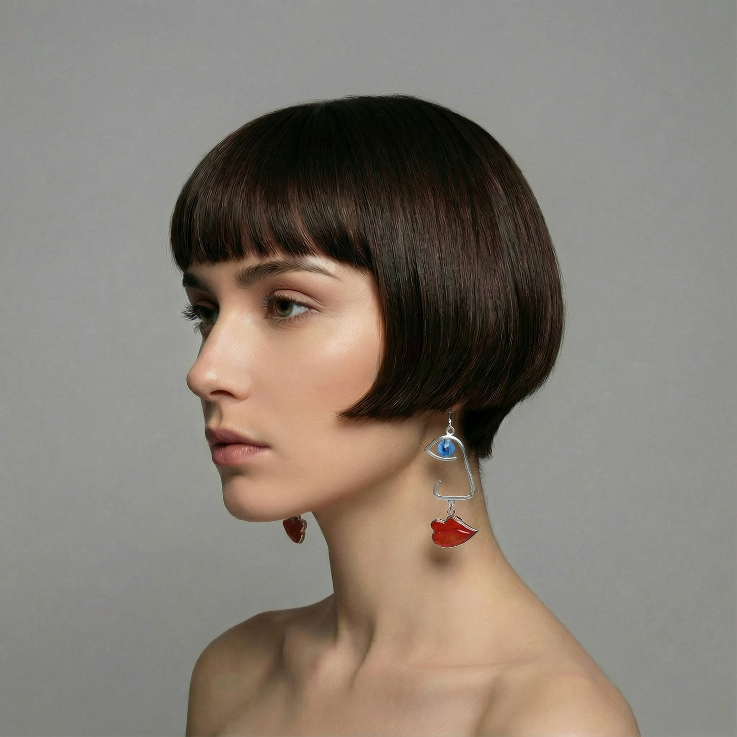 Cubist Profile Sapphire Bead Earrings