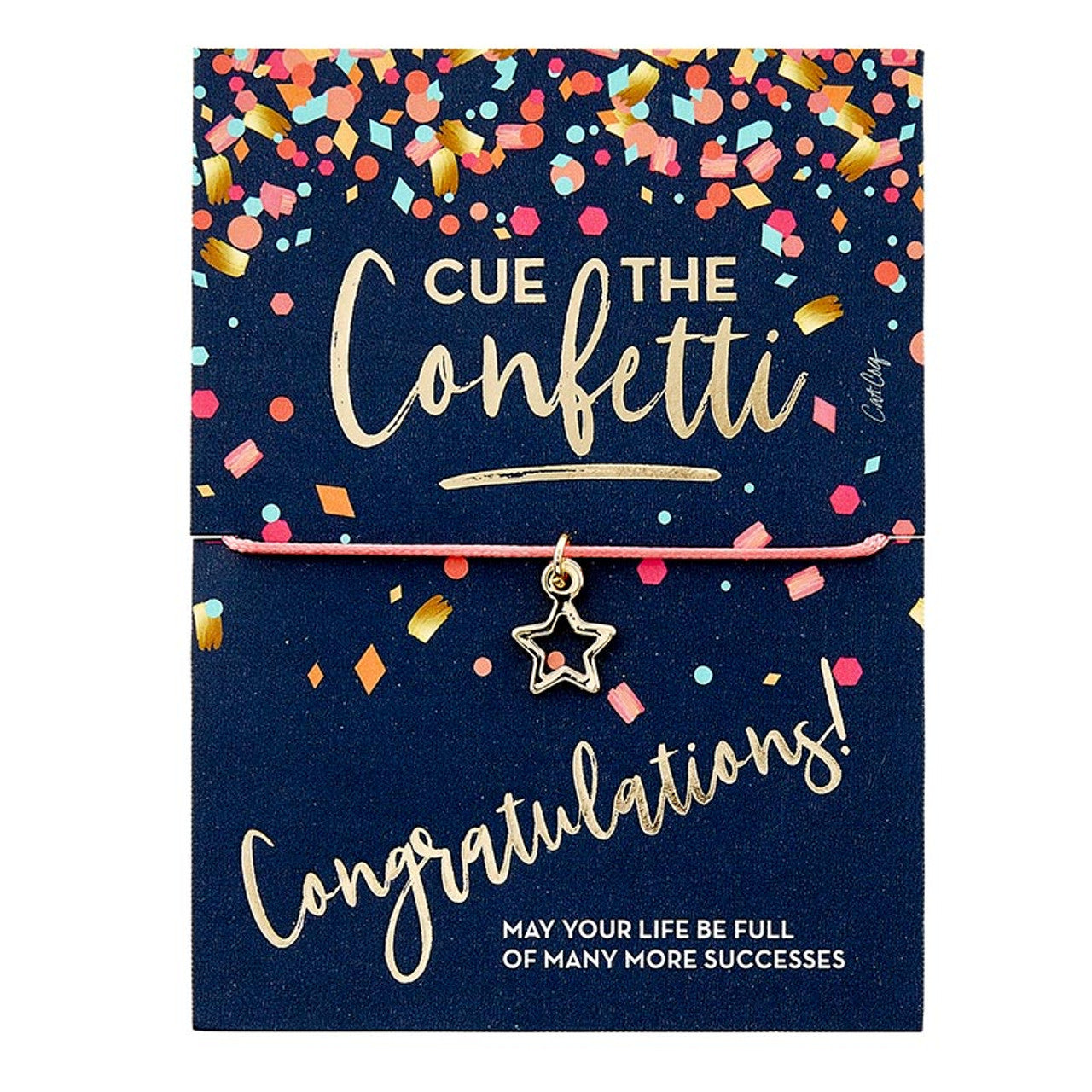 Cue the Confetti Congratulations Bracelet on a Gift Card | Star Charm Jewelry