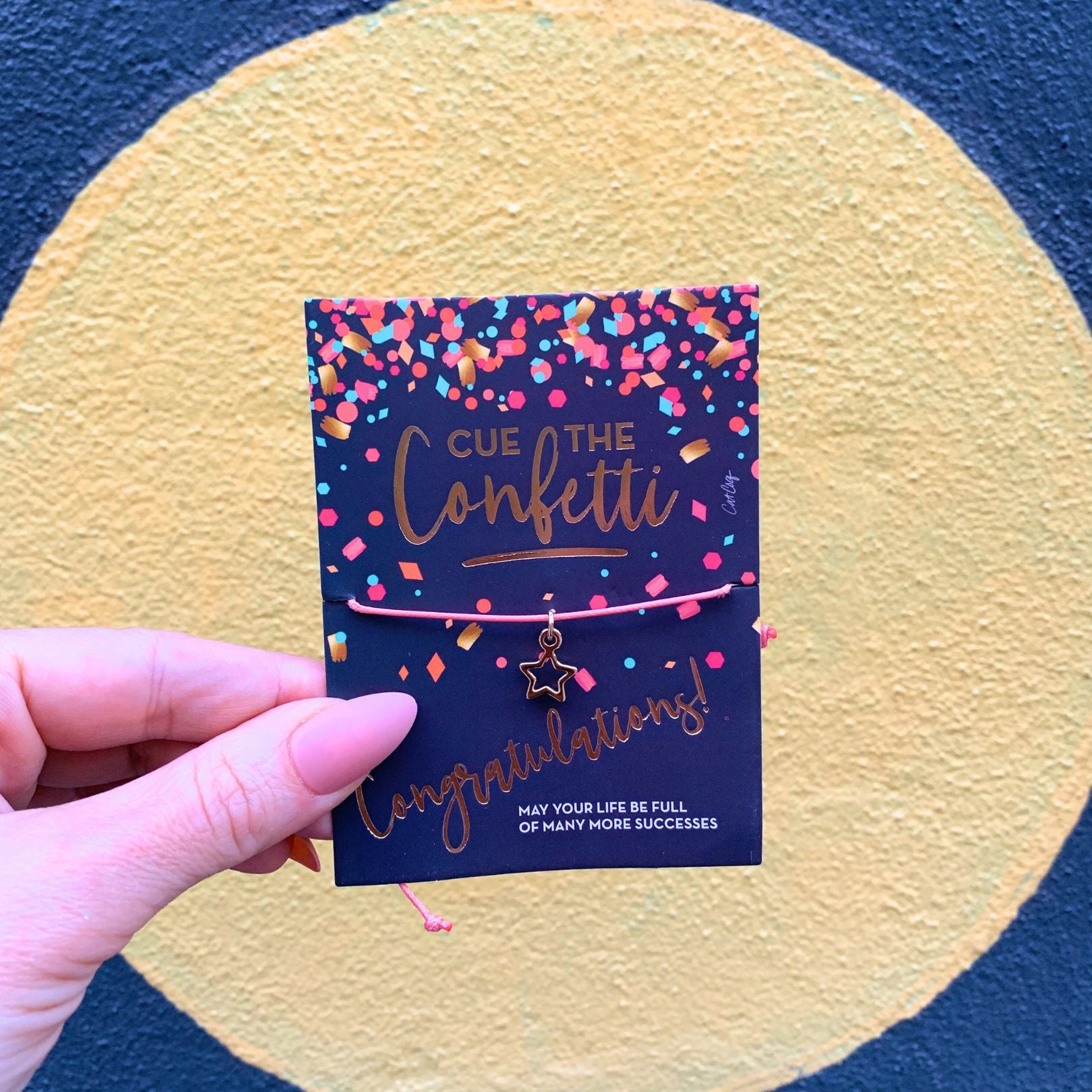 Cue the Confetti Congratulations Bracelet on a Gift Card | Star Charm Jewelry