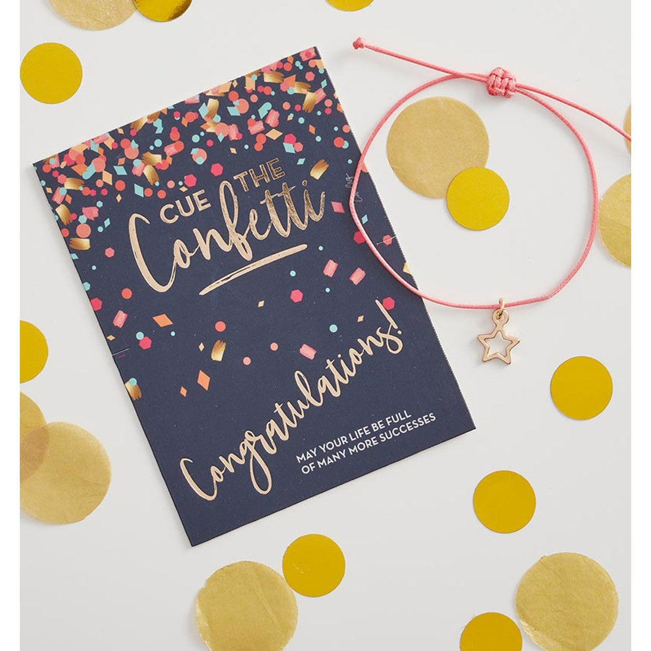 Cue the Confetti Congratulations Bracelet on a Gift Card | Star Charm Jewelry