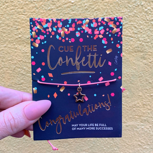 Cue the Confetti Congratulations Bracelet on a Gift Card | Star Charm Jewelry