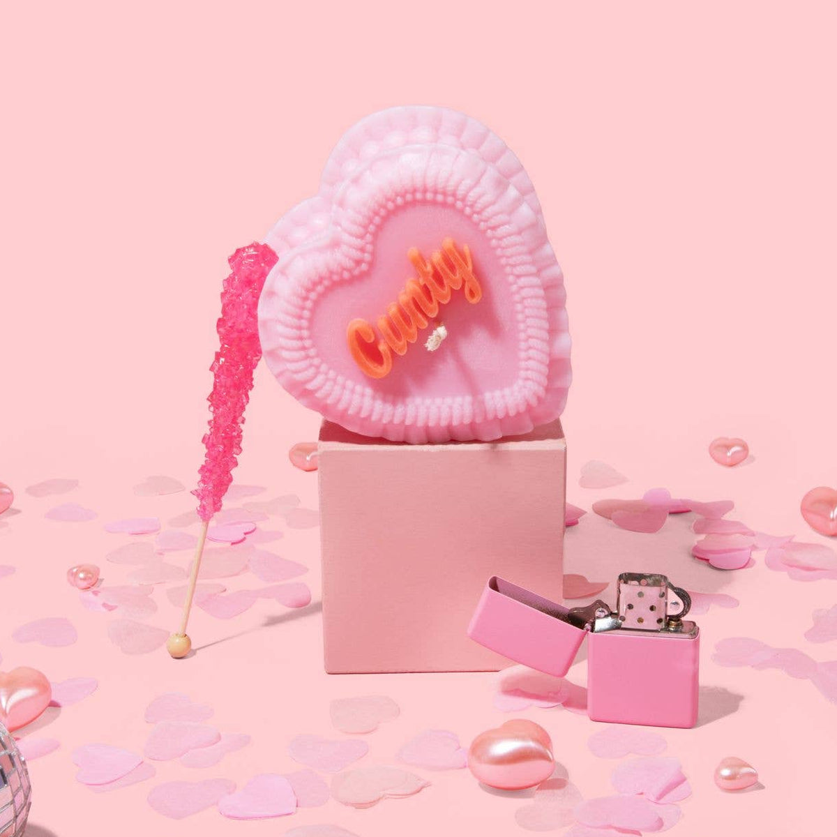 Cunty Heart Cake Unscented Candle in Pink and Red-Fun Club-The Bullish Store
