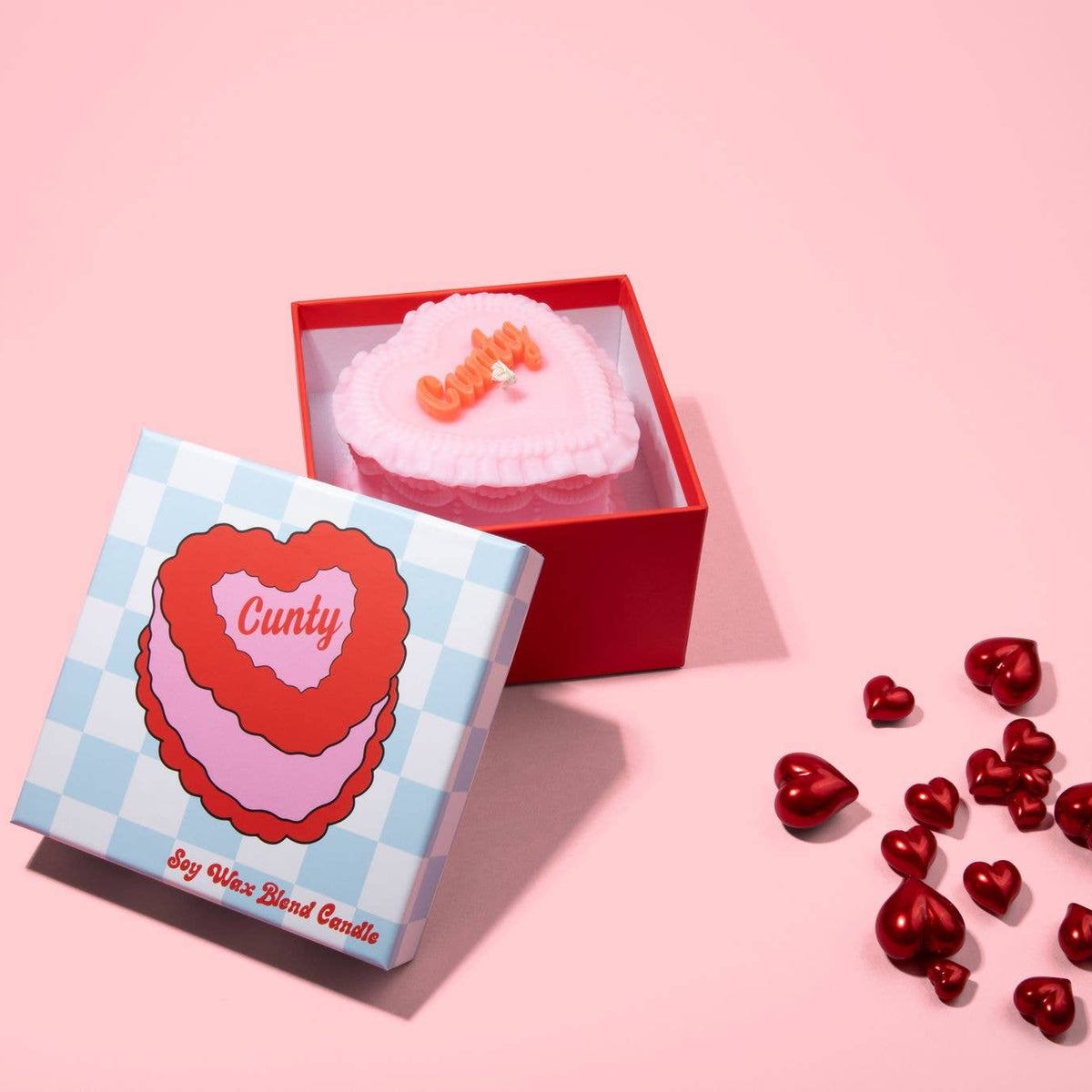 Cunty Heart Cake Unscented Candle in Pink and Red-Fun Club-The Bullish Store