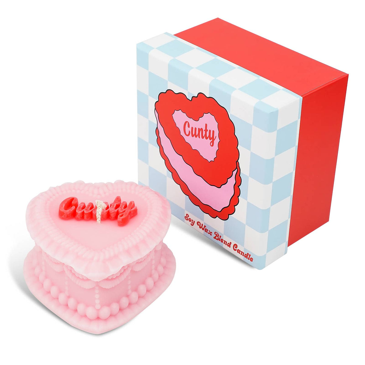 Cunty Heart Cake Unscented Candle in Pink and Red-Fun Club-The Bullish Store