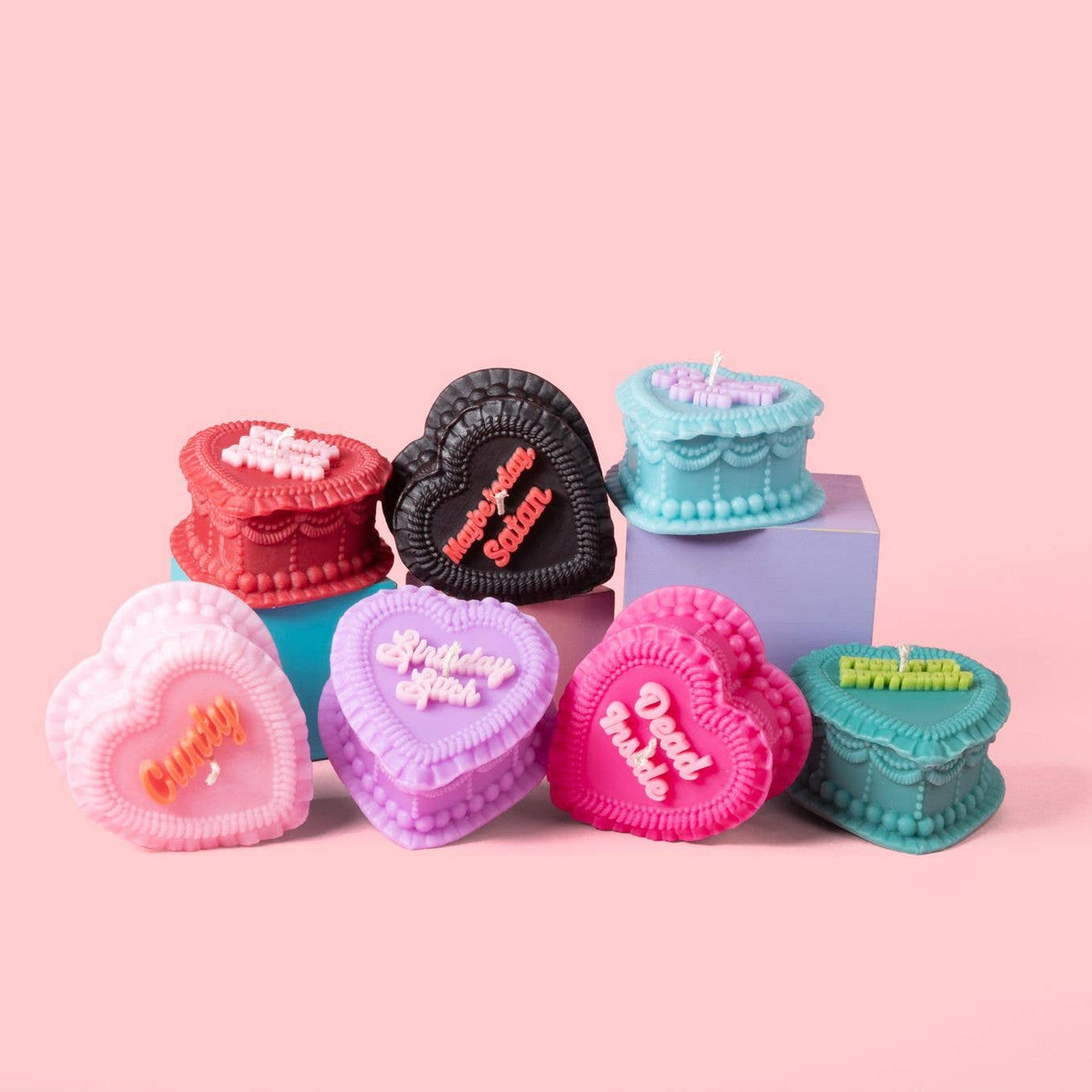 Cunty Heart Cake Unscented Candle in Pink and Red-Fun Club-The Bullish Store