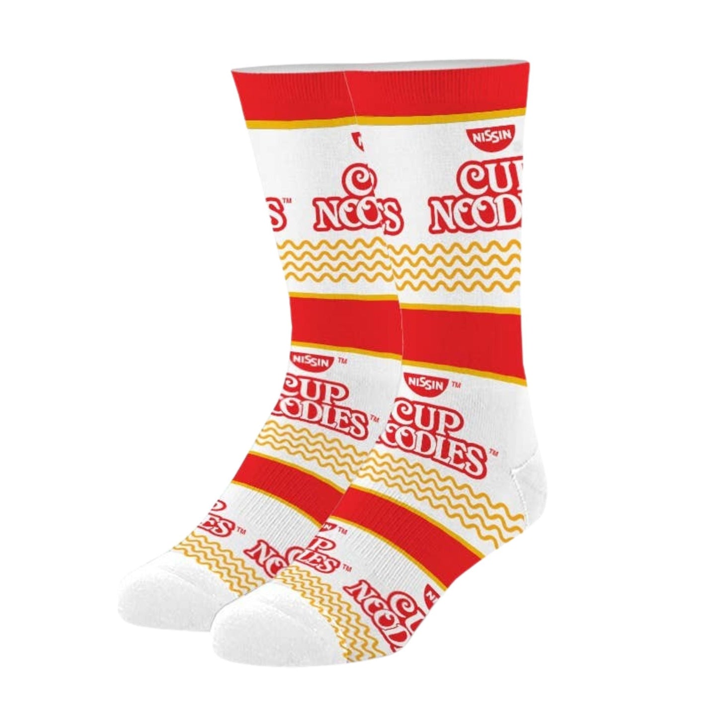 Sock with Cup Noodles branding on a white background