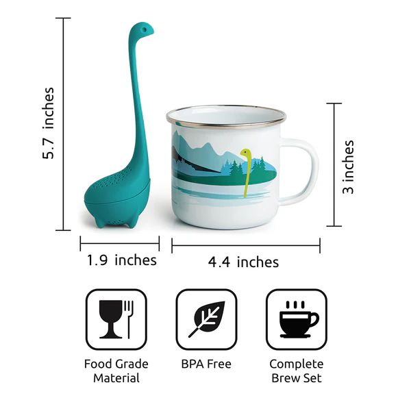 Cup of Nessie Blue Dinosaur Tea Infuser & Cup