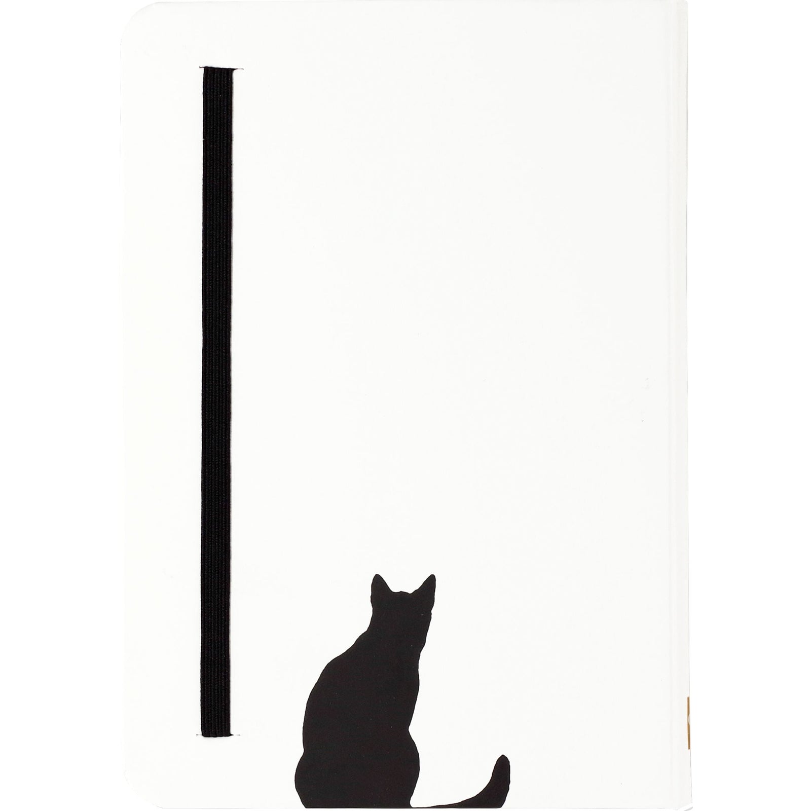 Curious Black Cat Journal in Matte White Cover | Hard Cover Binding Feline Notebook | 5'' x 7''