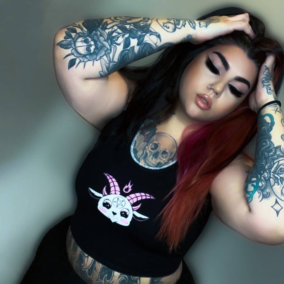 Cute Baby Goat White Lace Crop Cami Tank Top [Sizes S-XL]