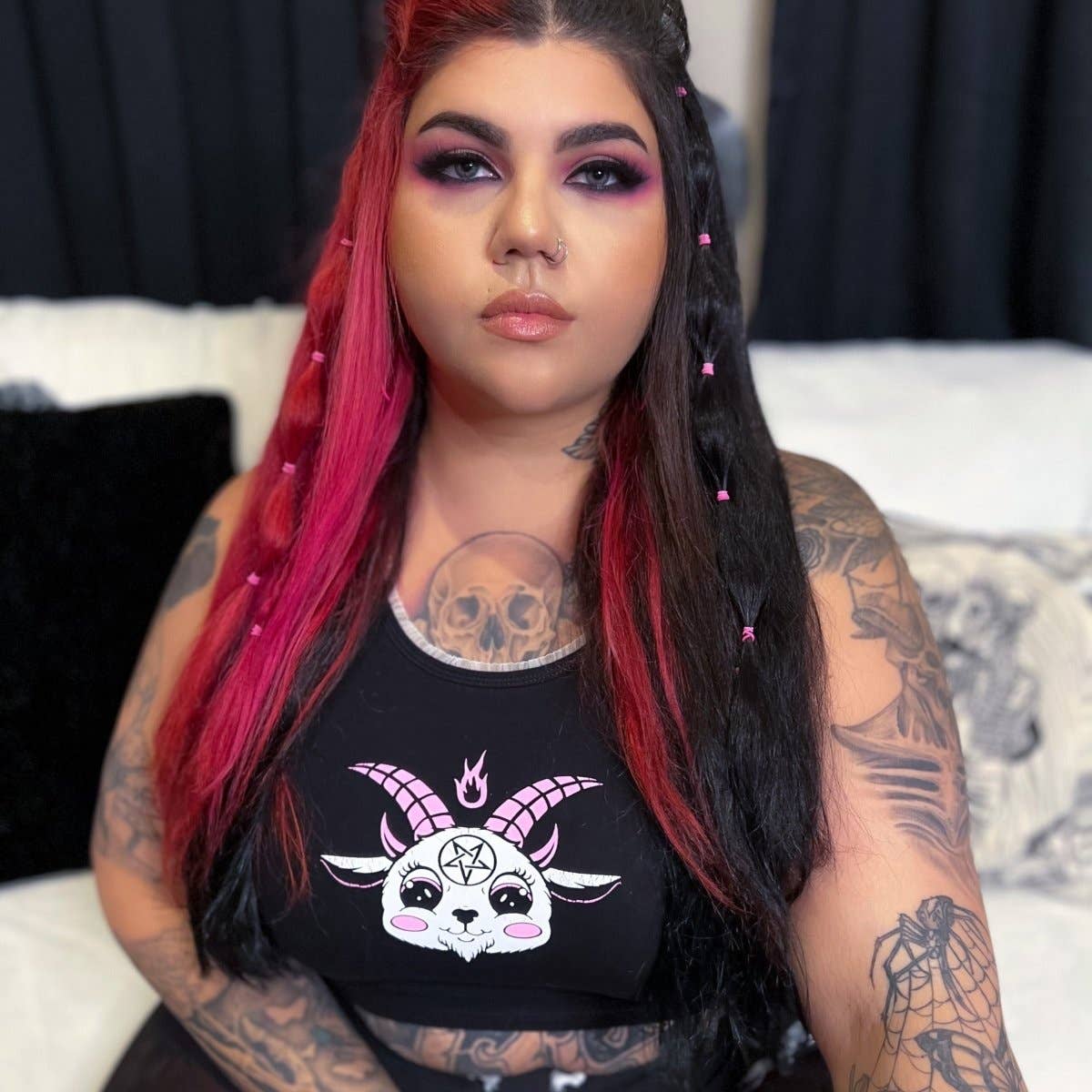 Cute Baby Goat White Lace Crop Cami Tank Top [Sizes S-XL]