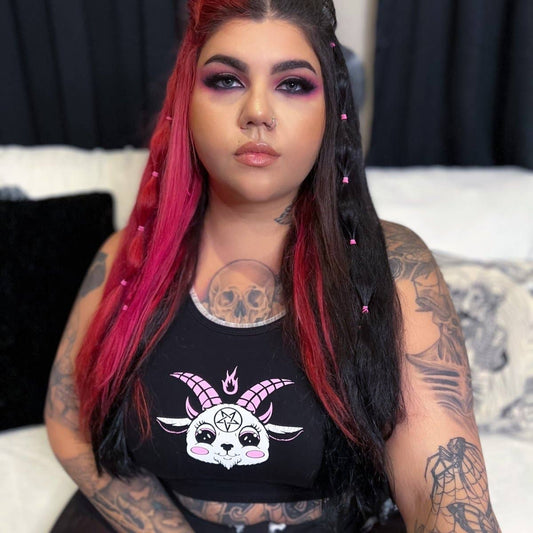 Cute Baby Goat White Lace Crop Cami Tank Top [Sizes S-XL]