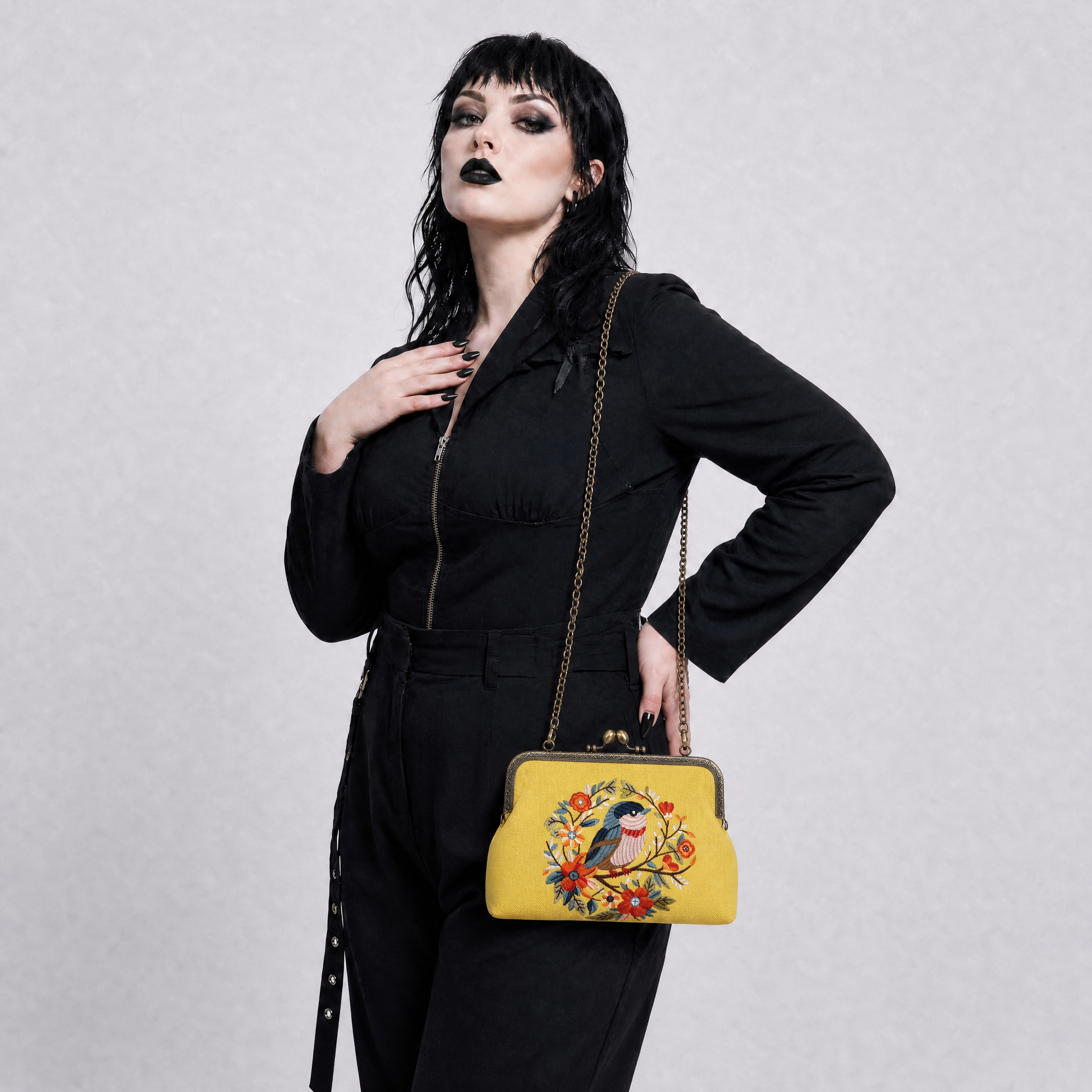 Cute Bird Kisslock Bag in Linen Blend-COMECO INC-The Bullish Store