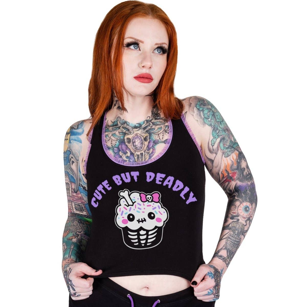 Cute But Deadly Purple Lace Crop Cami Tank Top [Sizes S-XL]