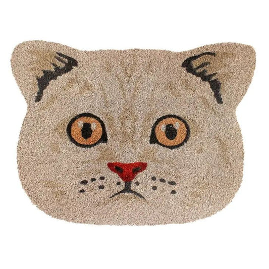 Cute Cat Face Doormat in Natural Coir | Outdoor Rug 24" x 18"