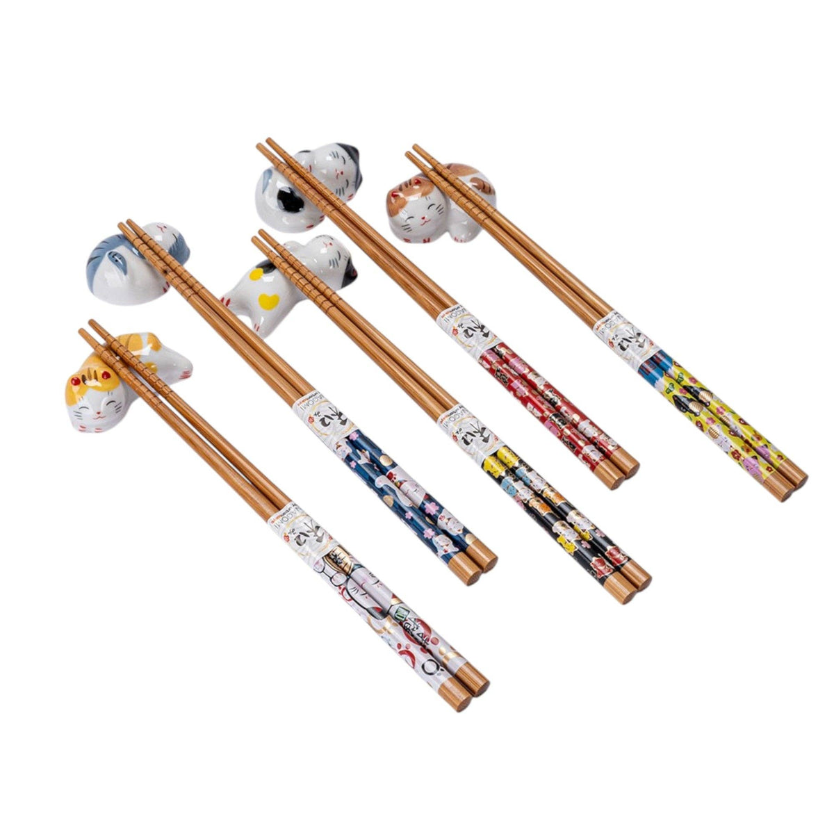 Set of chopsticks with decorative handles and chopsticks rest