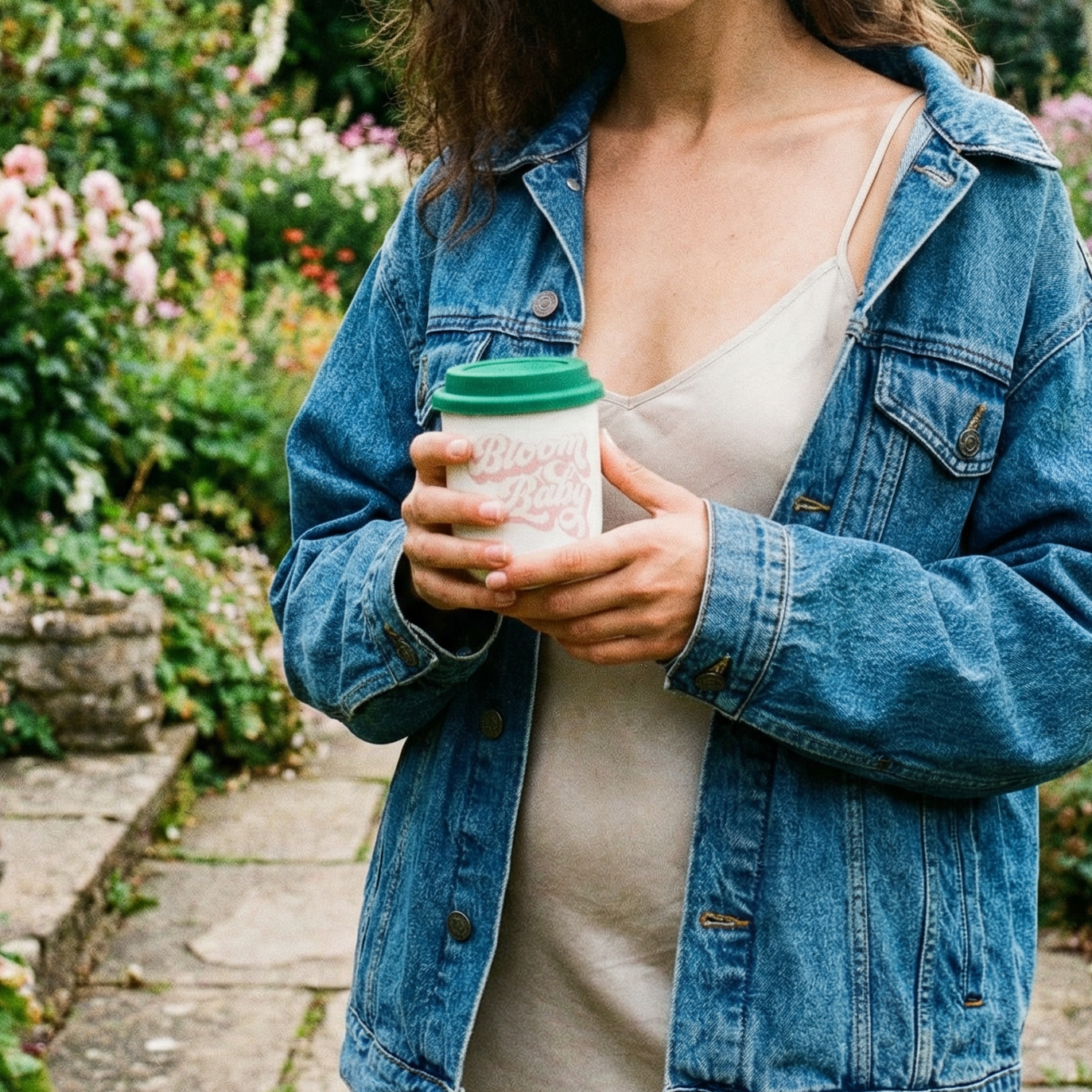 Bloom Baby Ceramic To Go Mug | Holds 16 oz. | Eco Mug with Silicone Lid and Sleeve