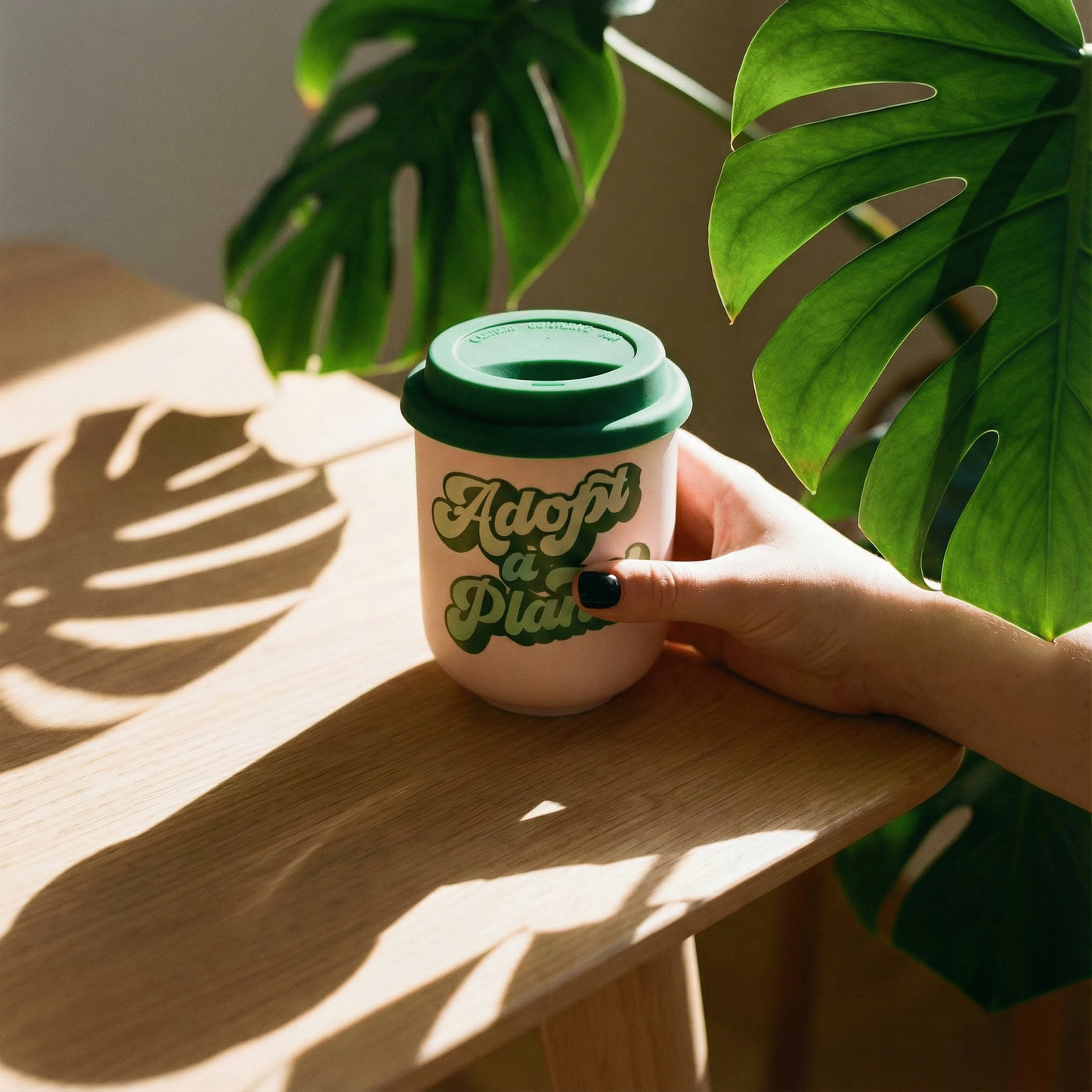 Cute Ceramic To Go Mugs with Silicone Lids | Plant Lover Gift