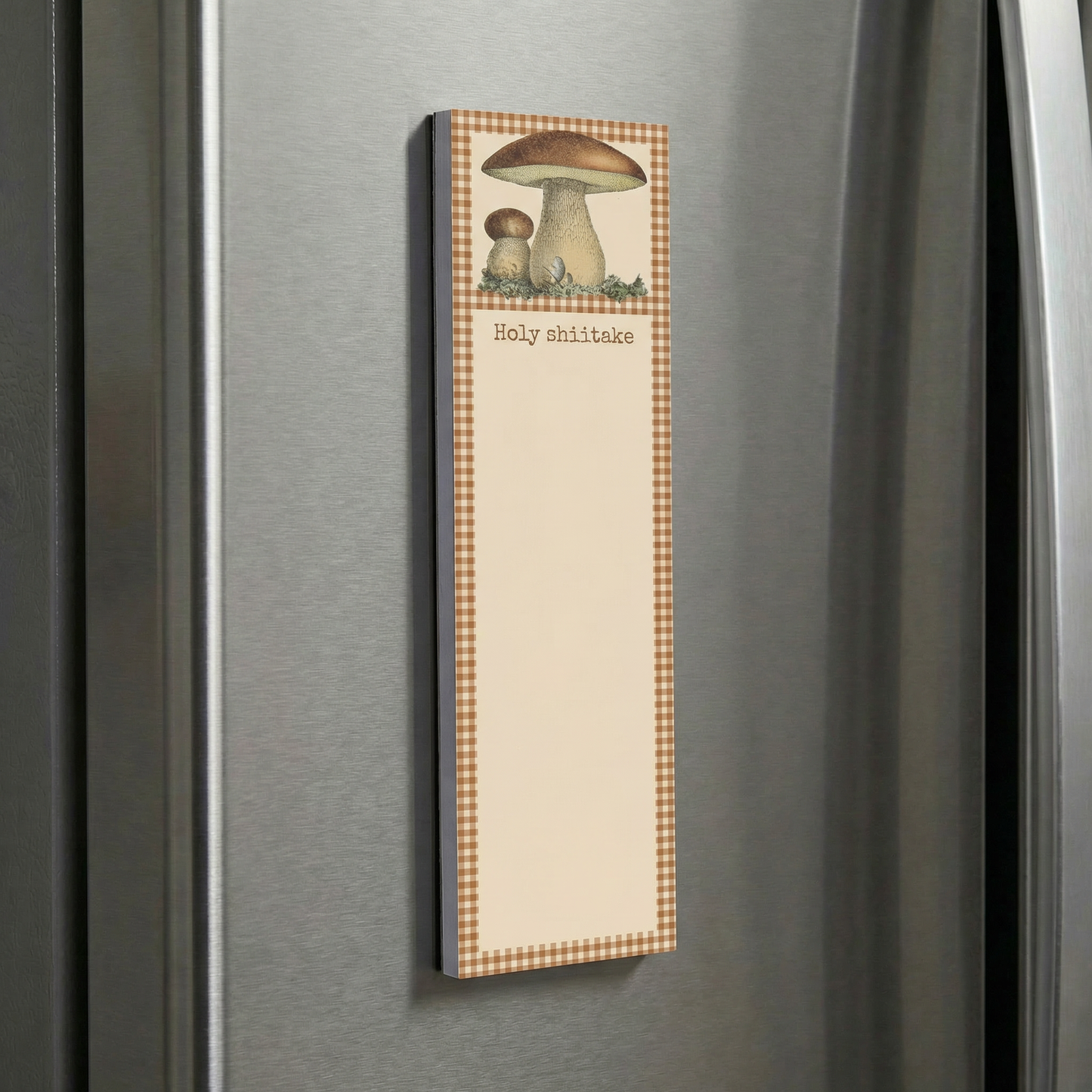 Shiitake List Note Pad | Holds to Fridge with Strong Magnet | 9.5" x 2.75"