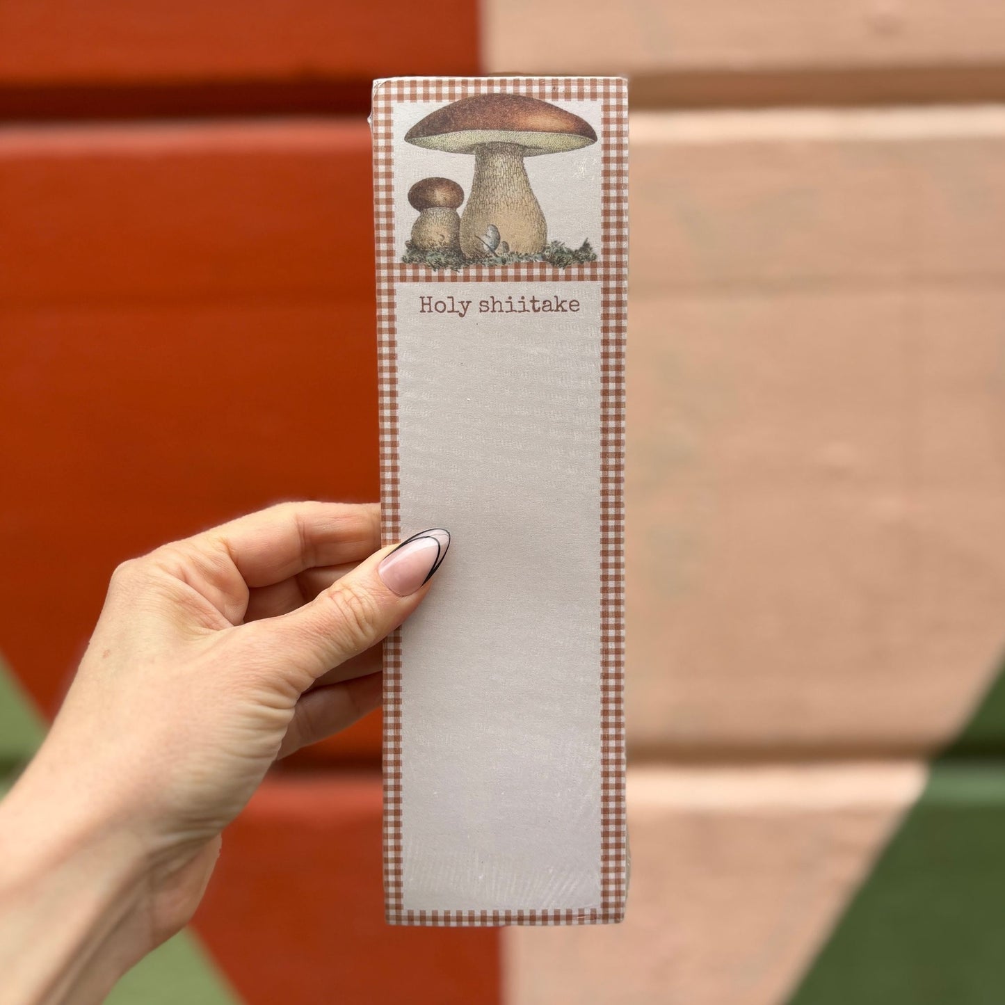 Shiitake List Note Pad | Holds to Fridge with Strong Magnet | 9.5" x 2.75"