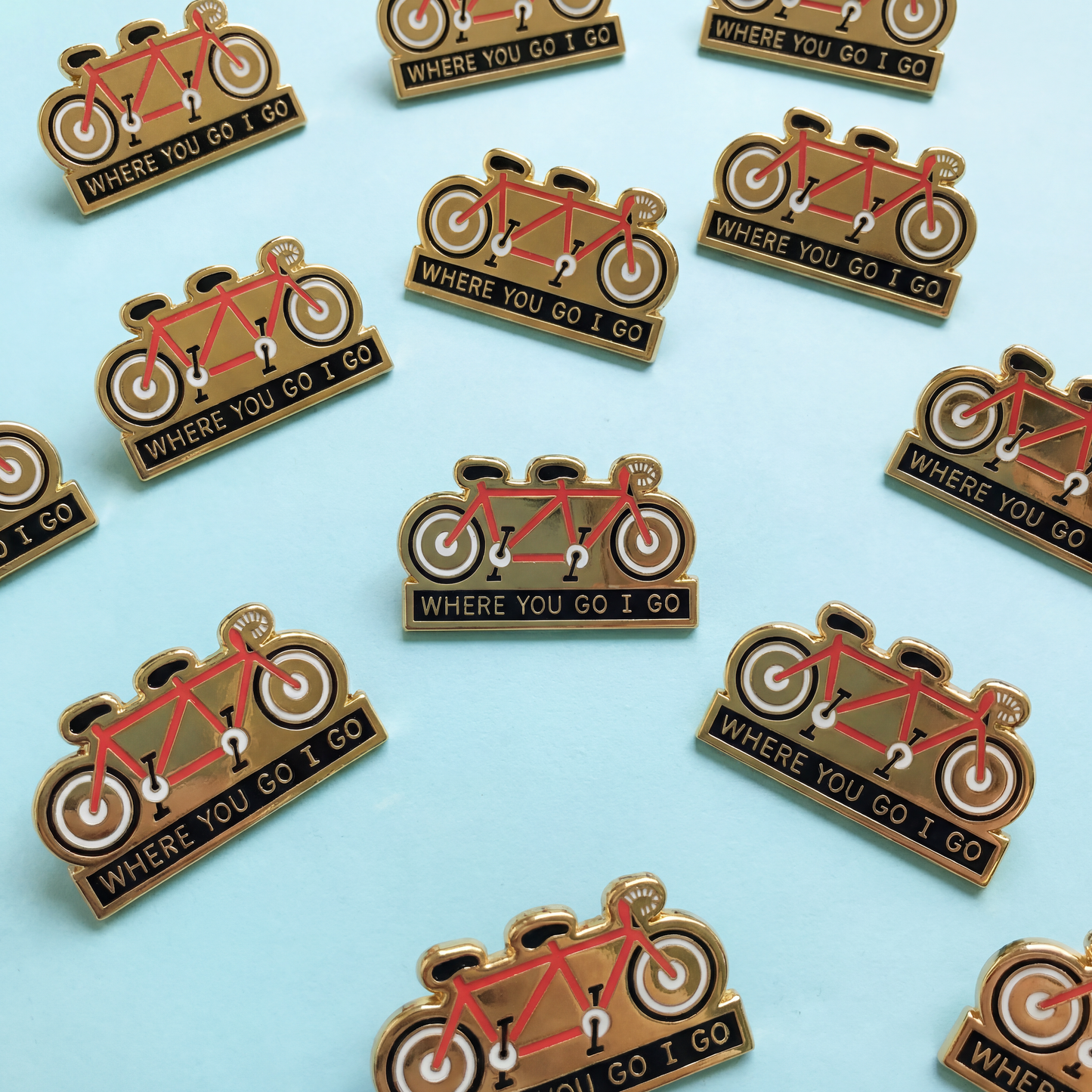 Where You Go I Go - Where You Stay I Stay Enamel Pin in Tandem Bike
