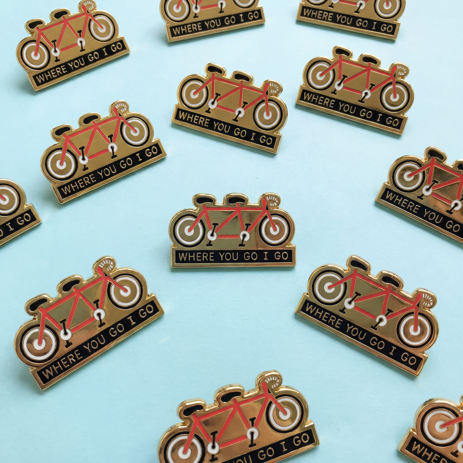 Where You Go I Go - Where You Stay I Stay Enamel Pin in Tandem Bike