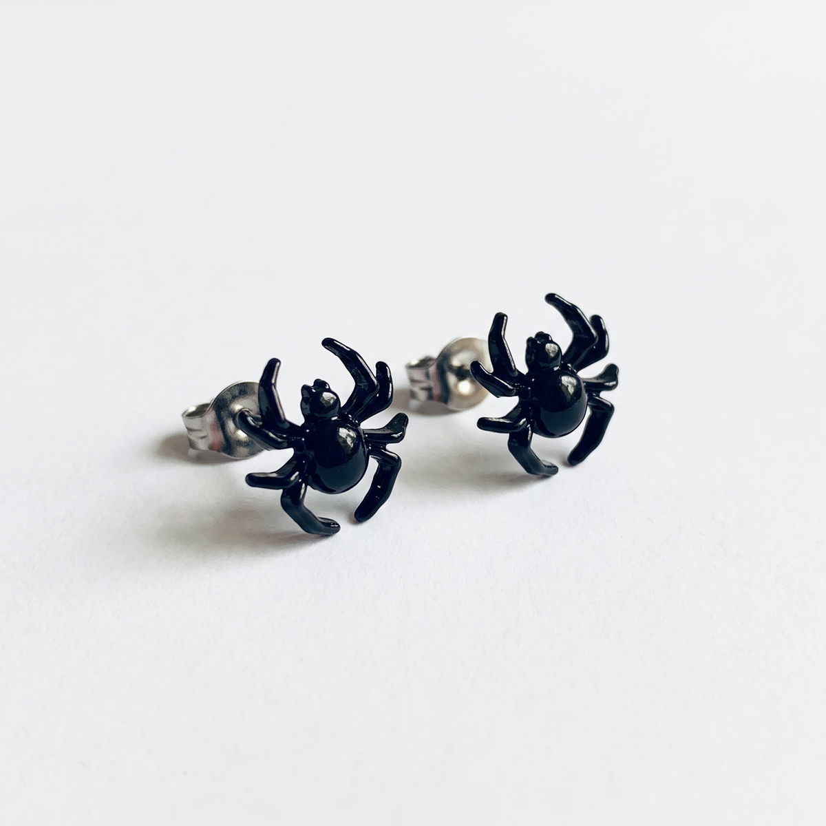 DEAL OF THE DAY: Too Cute to Spook Spider Earrings | Black Studs for Halloween, Spooky, Goth-Slant-The Bullish Store