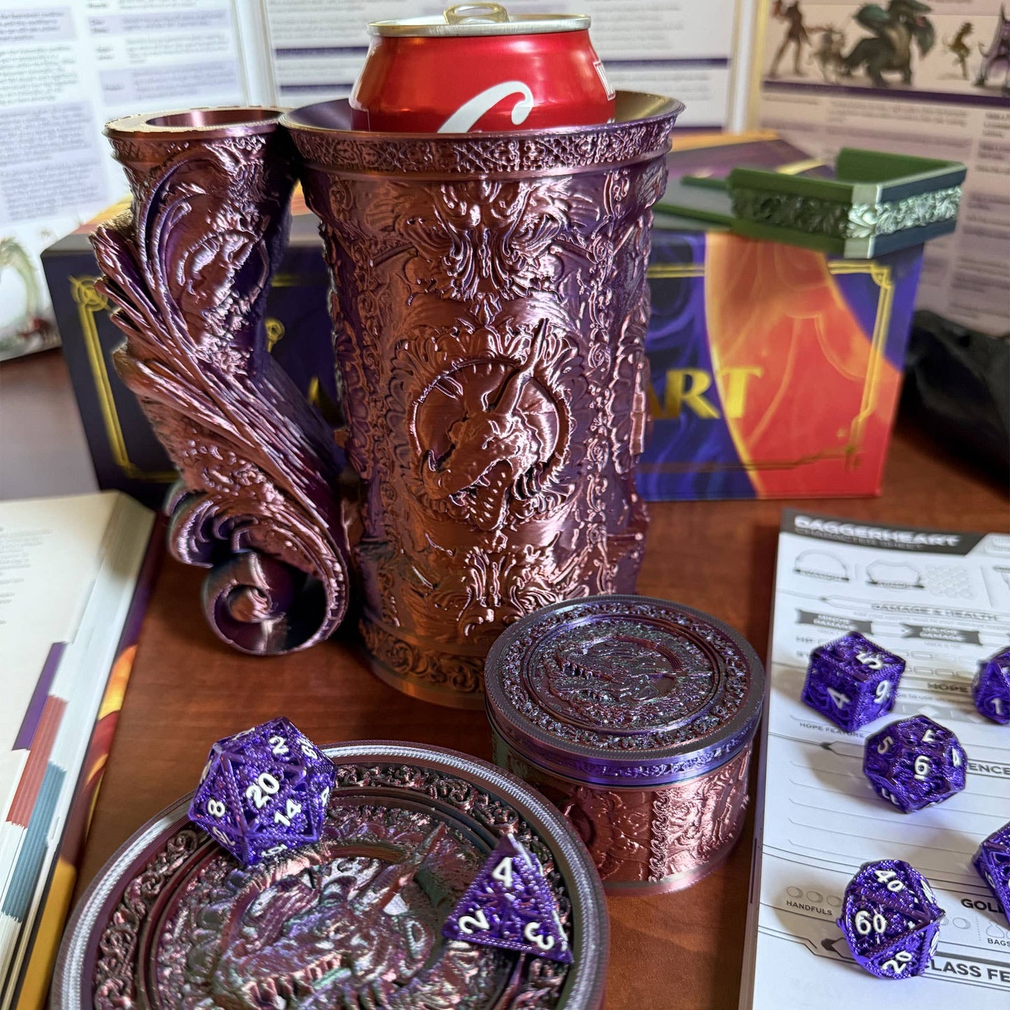 DND Themed Gift | Dragon 12oz Dice Tower Tankard | TTRPG, D&D, Daggerheart