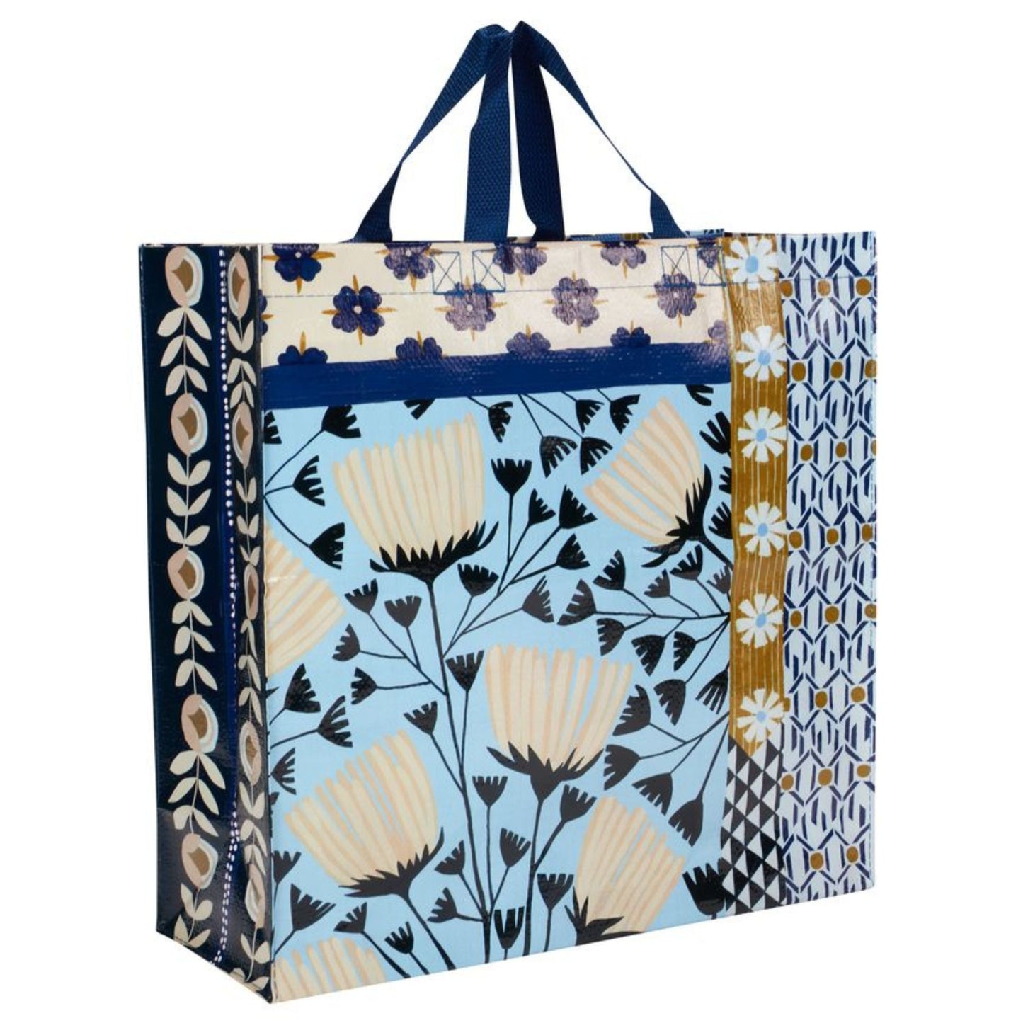 Patchwork Shopper Tote Bag | Post Consumer Material Shopping Bag | 16" x 15" | BlueQ at GetBullish