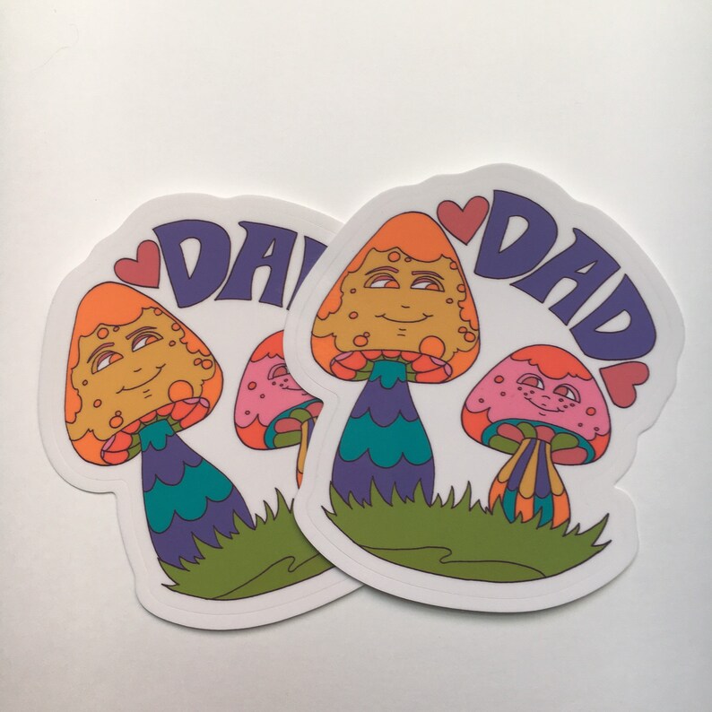 Dad Mushroom Father Retro 60s 70s Hippie Cool Vinyl Sticker | 3"