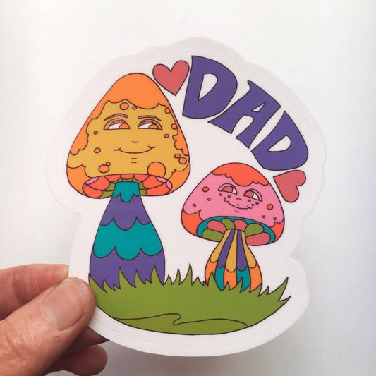 Dad Mushroom Father Retro 60s 70s Hippie Cool Vinyl Sticker | 3"