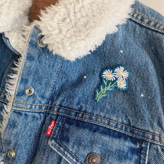 Daisy Bouquet Iron On Patch | Botanical Cottagecore Embroidered Flower Applique