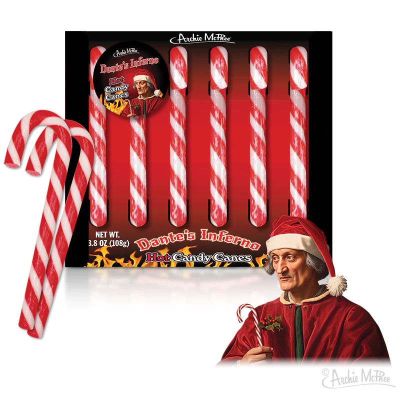 Dante's Inferno Hot Candy Canes | Gift Box of 6 Funny Spicy Candy Canes