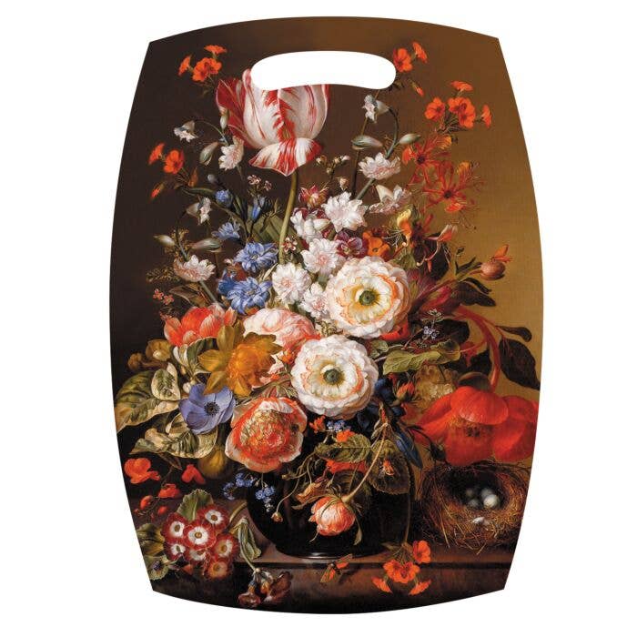 Dark Botanical Bouquet of Flowers Cutting Board | Wooden Chopping Serving Board | 8.25" х 11.5"