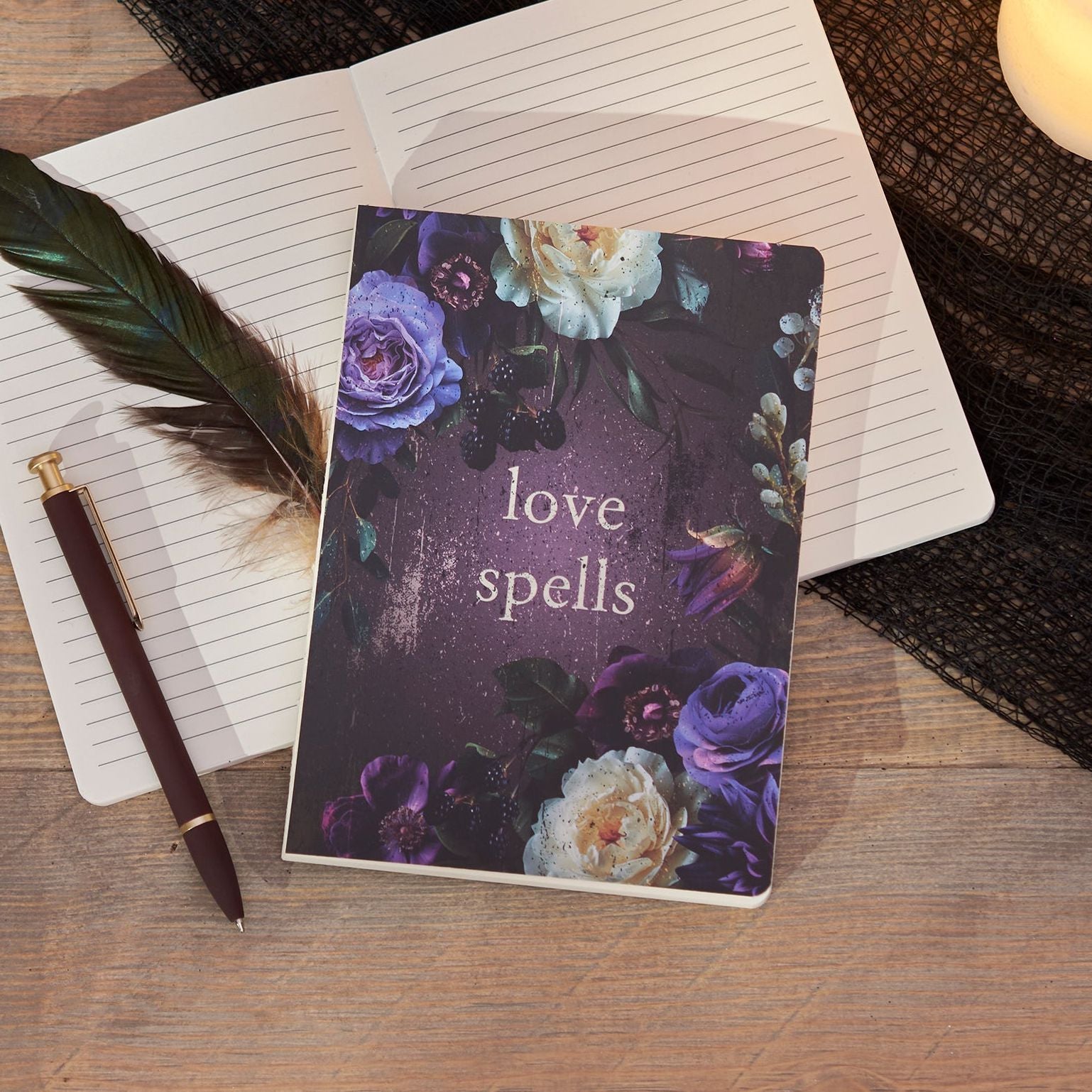 Dark Botanical Love Spells Double-Sided Journal | Halloween Inspired Notebook | 160 Lined Pages