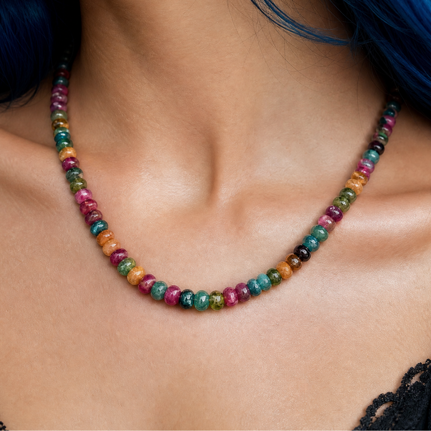 Dark Candy Necklace Genuine Stones