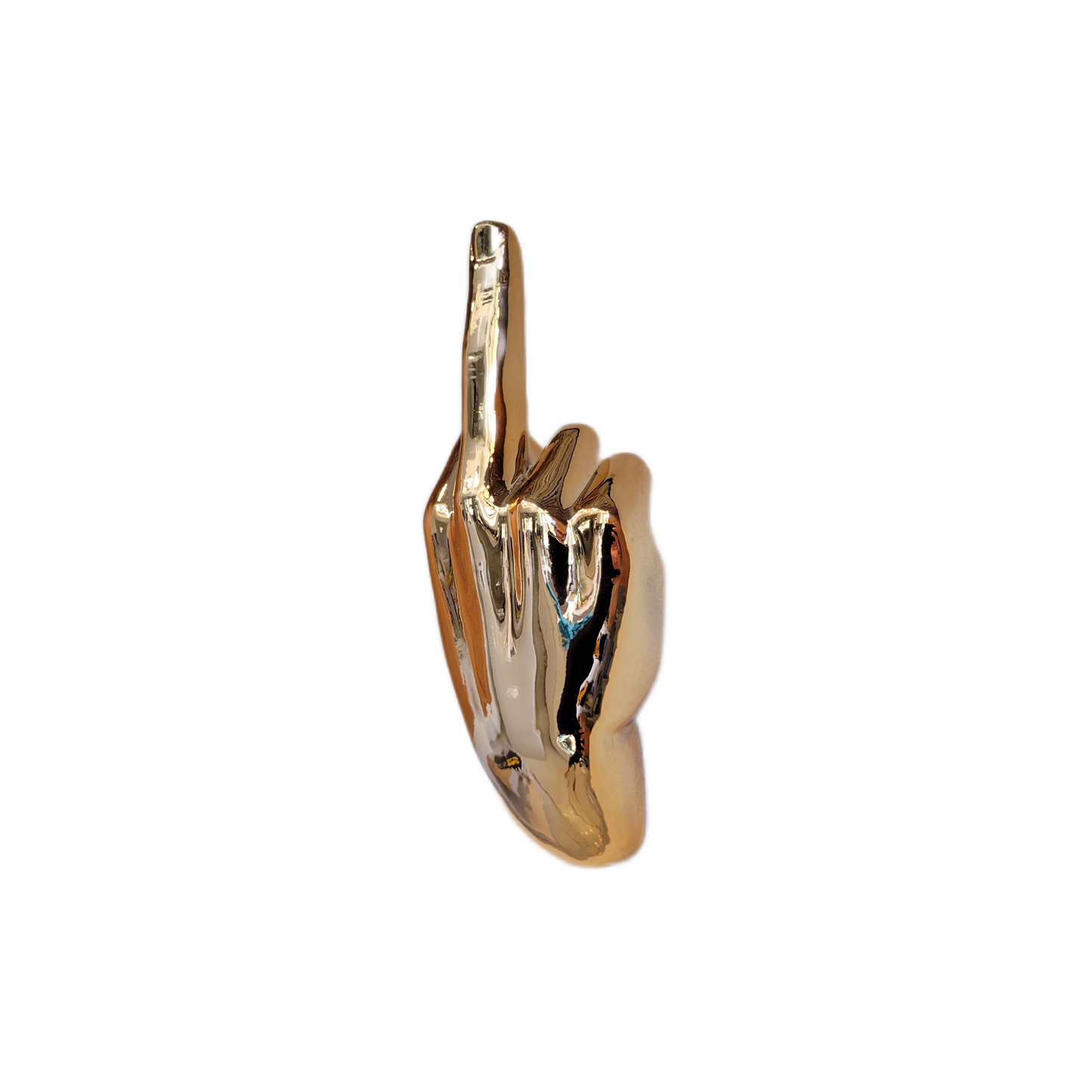 Dark Gold Middle Finger Wall Mount Sculpture | Bronze Hand Wall Art | 8.5" Tall