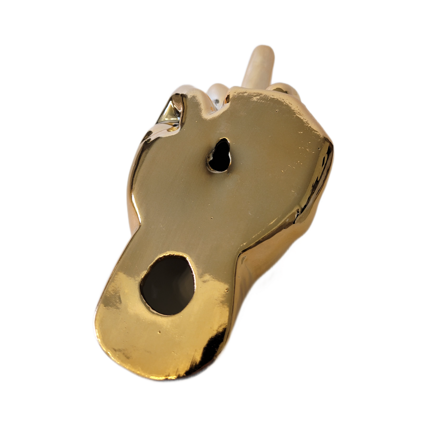 Dark Gold Middle Finger Wall Mount Sculpture | Bronze Hand Wall Art | 8.5" Tall