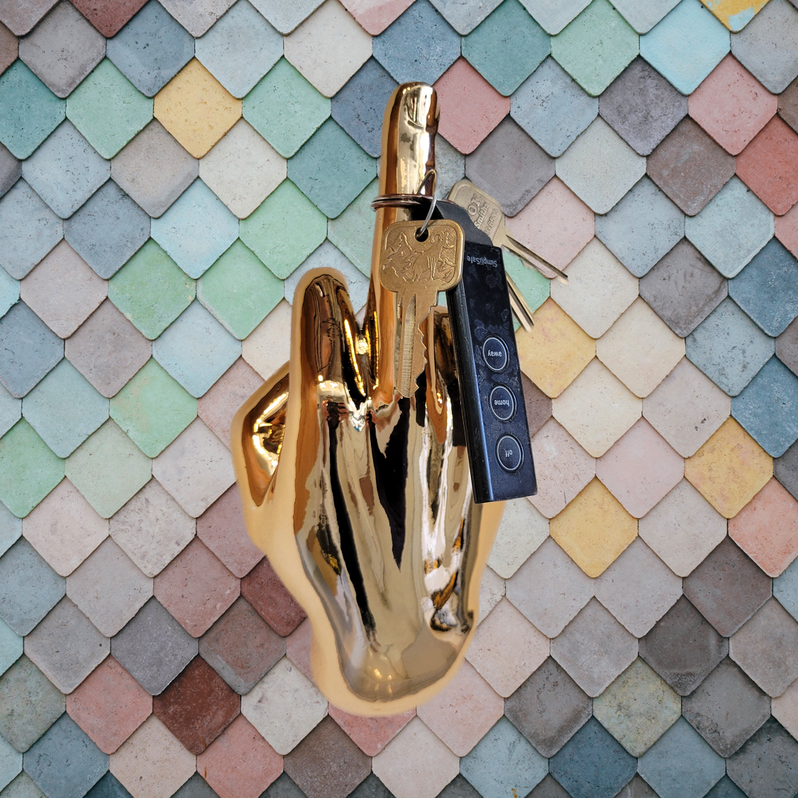 Dark Gold Middle Finger Wall Mount Sculpture | Bronze Hand Wall Art | 8.5" Tall