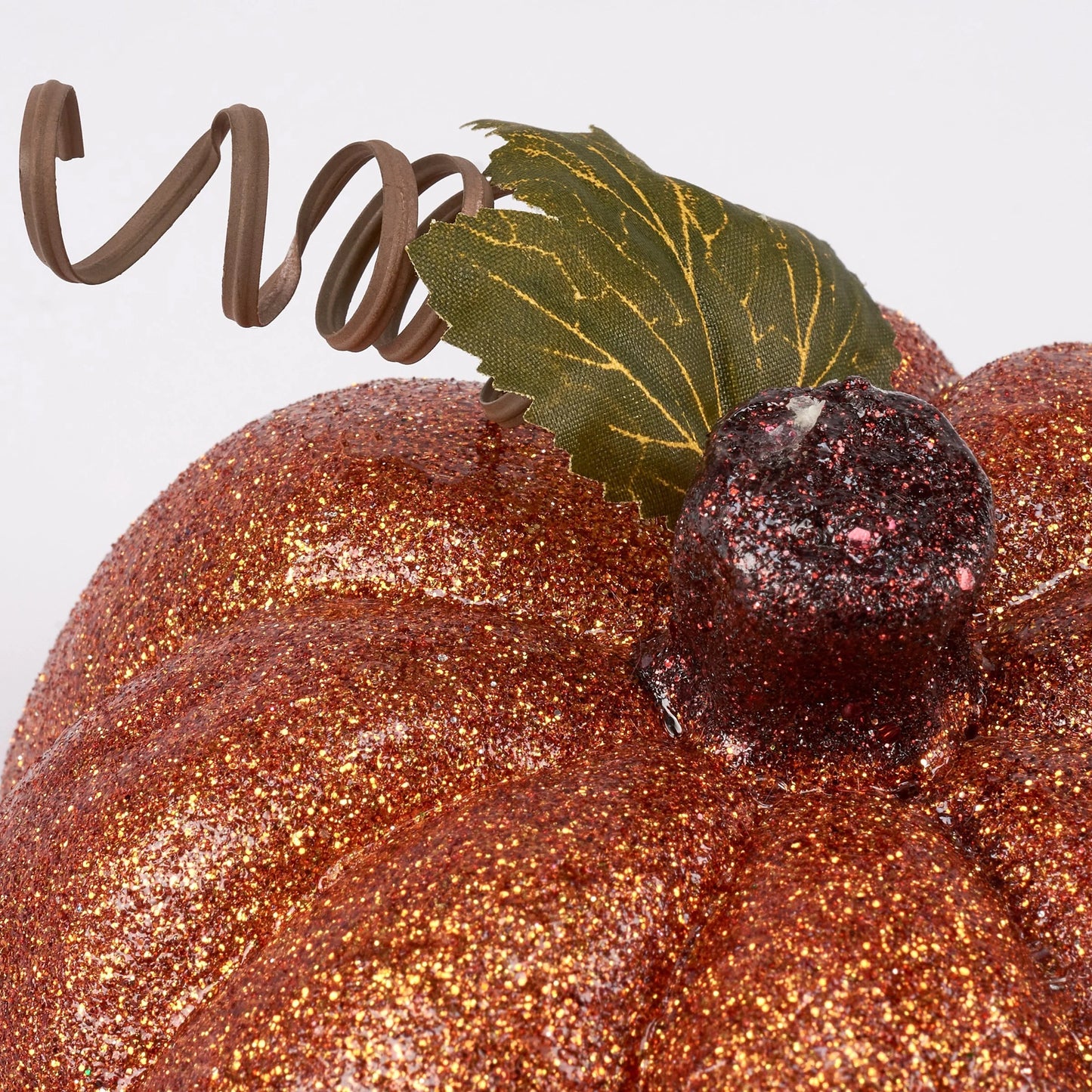 Dark Orange Glitter Pumpkin Display | Seasonal Home Decor | 6"  x 4"