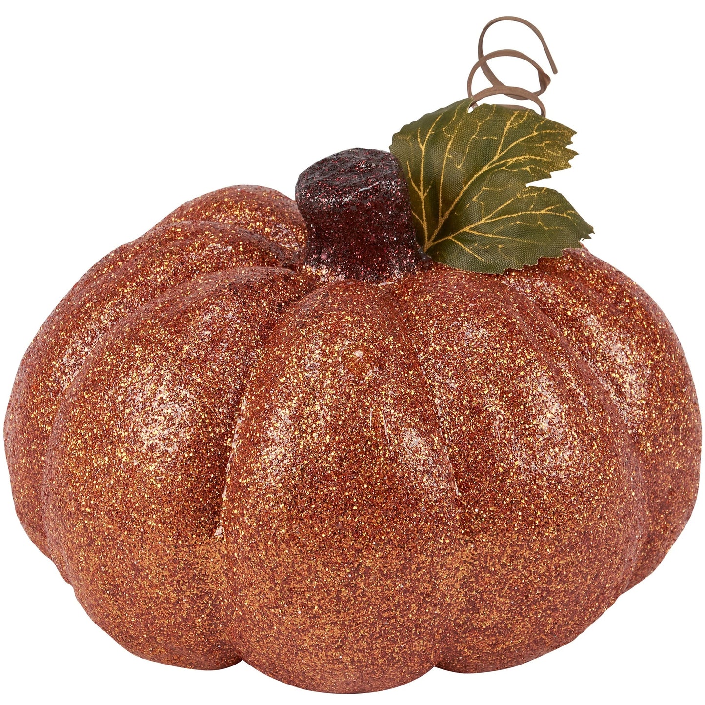 Dark Orange Glitter Pumpkin Display | Seasonal Home Decor | 6"  x 4"