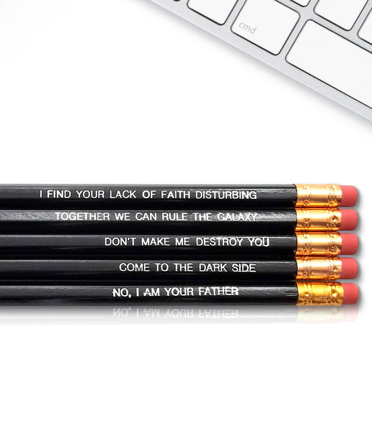 Darth Vader - The Darkside Pencils | Unsharpened Wooden Pencils With Wordings | 8“ x 2.5"