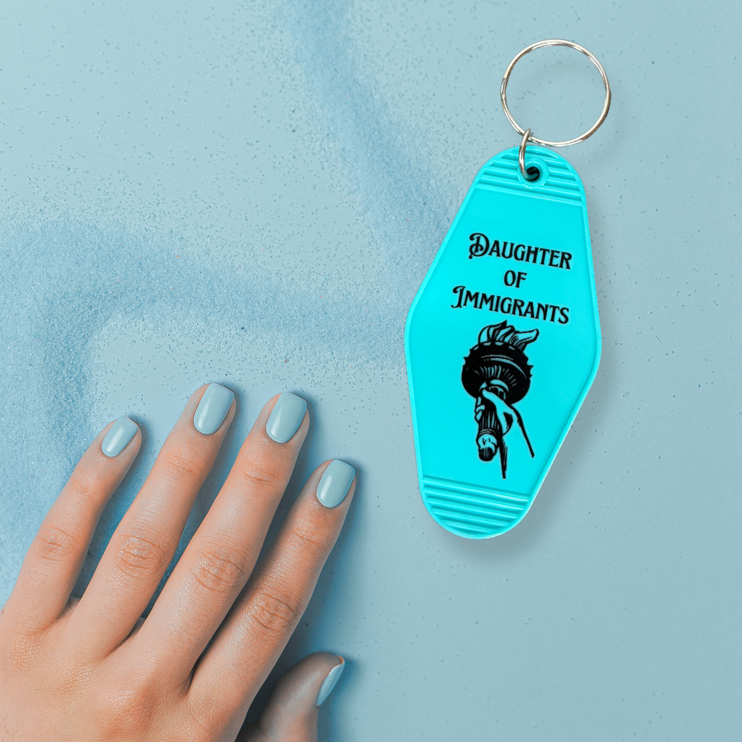 Daughter Of Immigrants Motel Style Keychain