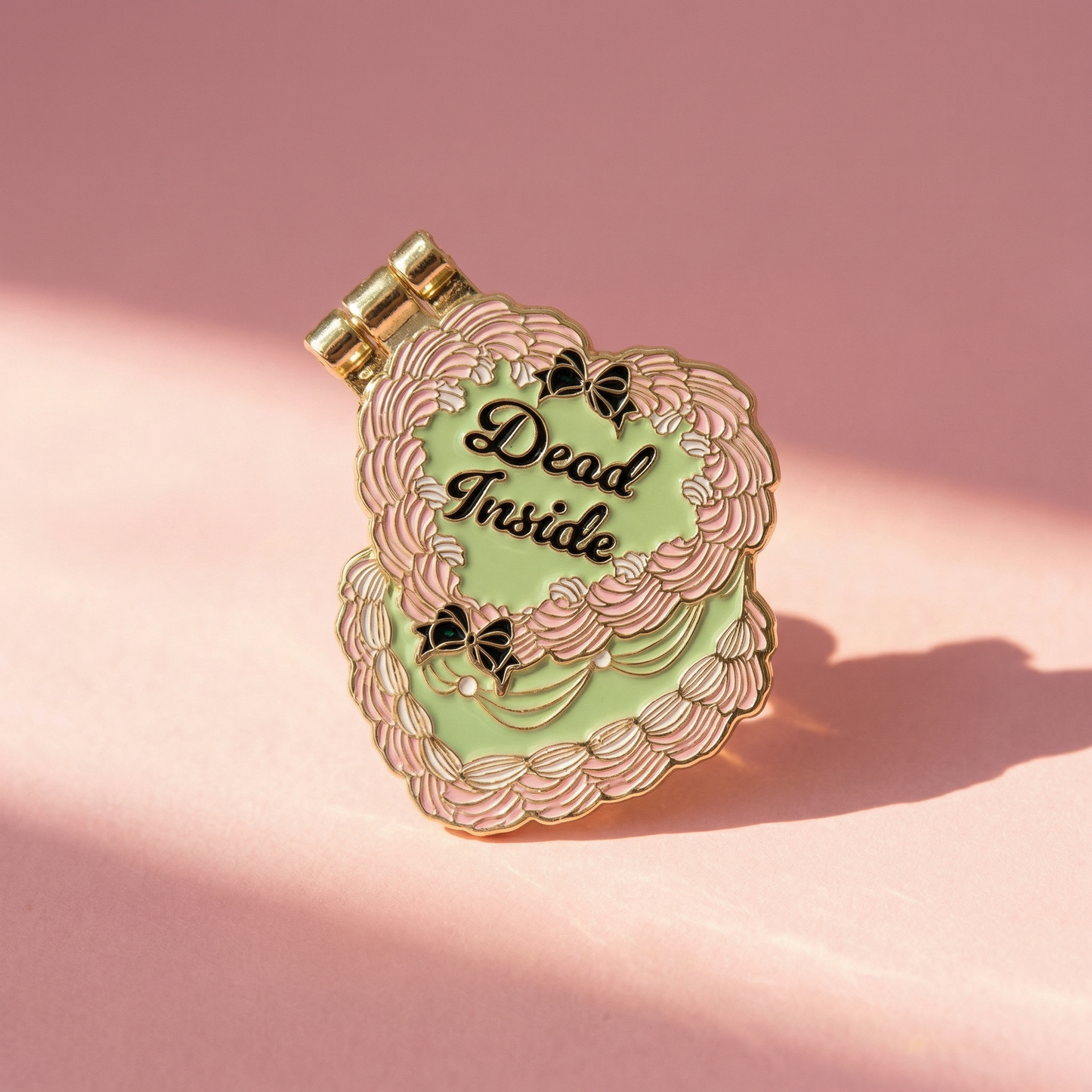 Dead Inside Cake Enamel Pin | Glitter Skeleton Hinge Pin Funny Goth Pin