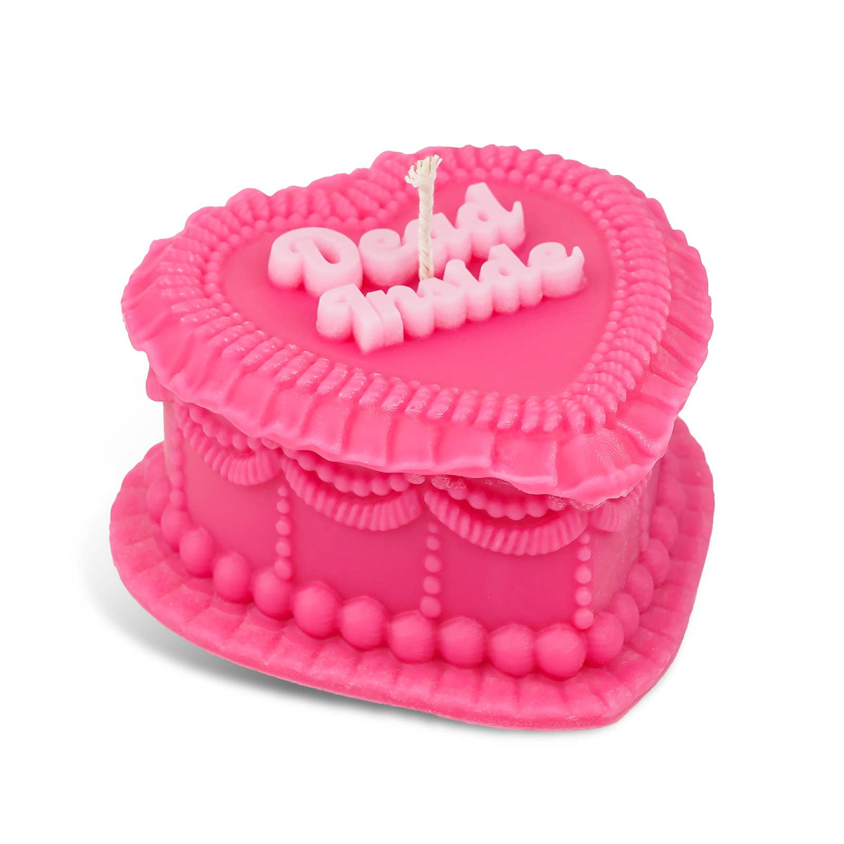 Dead Inside Heart Cake Unscented Candle in Hot Pink-Fun Club-The Bullish Store