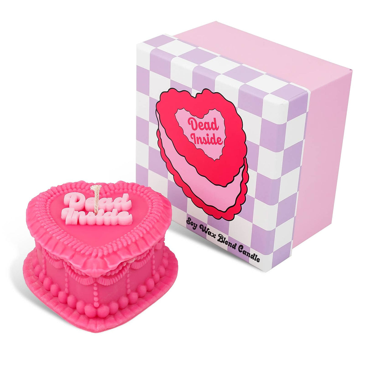 Dead Inside Heart Cake Unscented Candle in Hot Pink-Fun Club-The Bullish Store