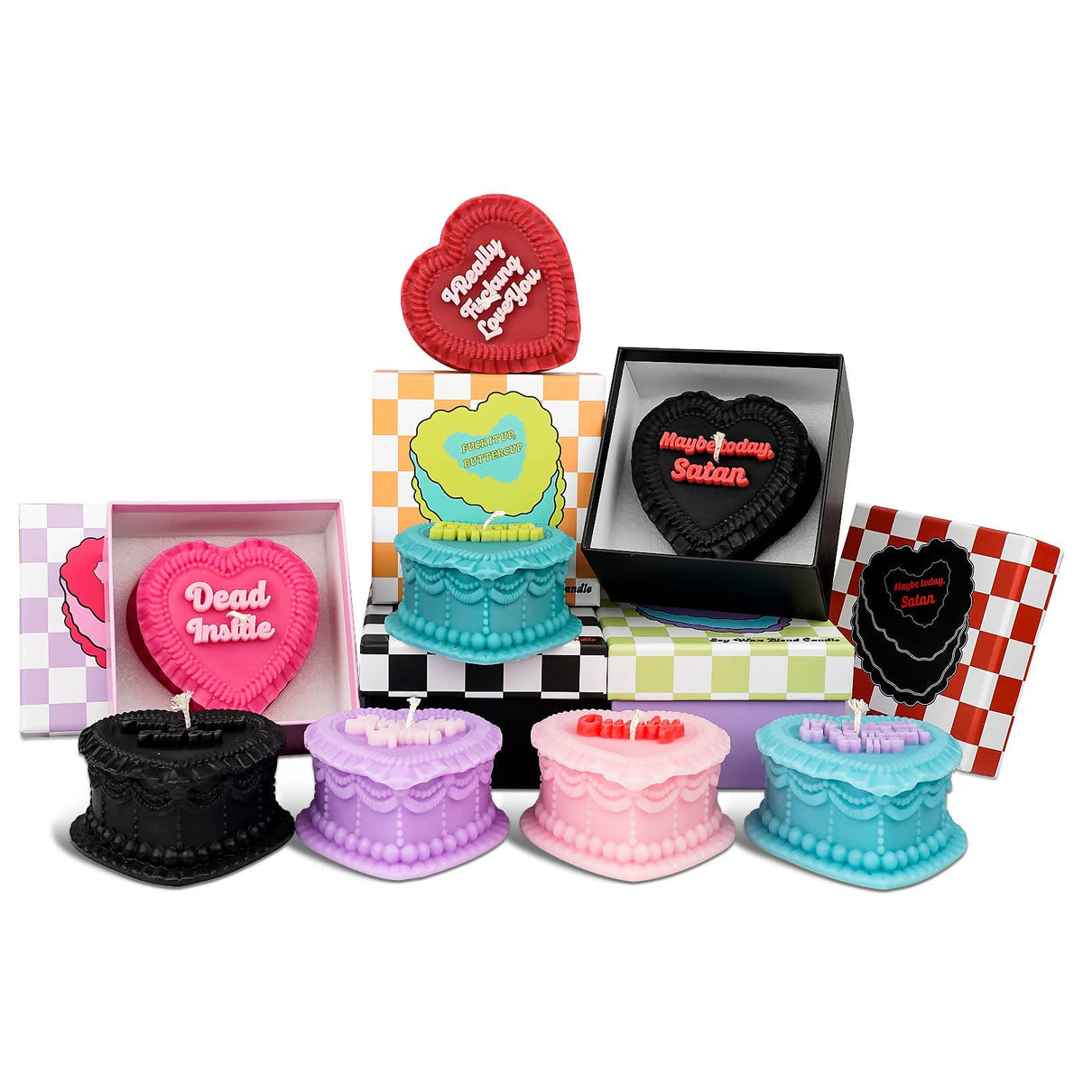 Dead Inside Heart Cake Unscented Candle in Hot Pink-Fun Club-The Bullish Store